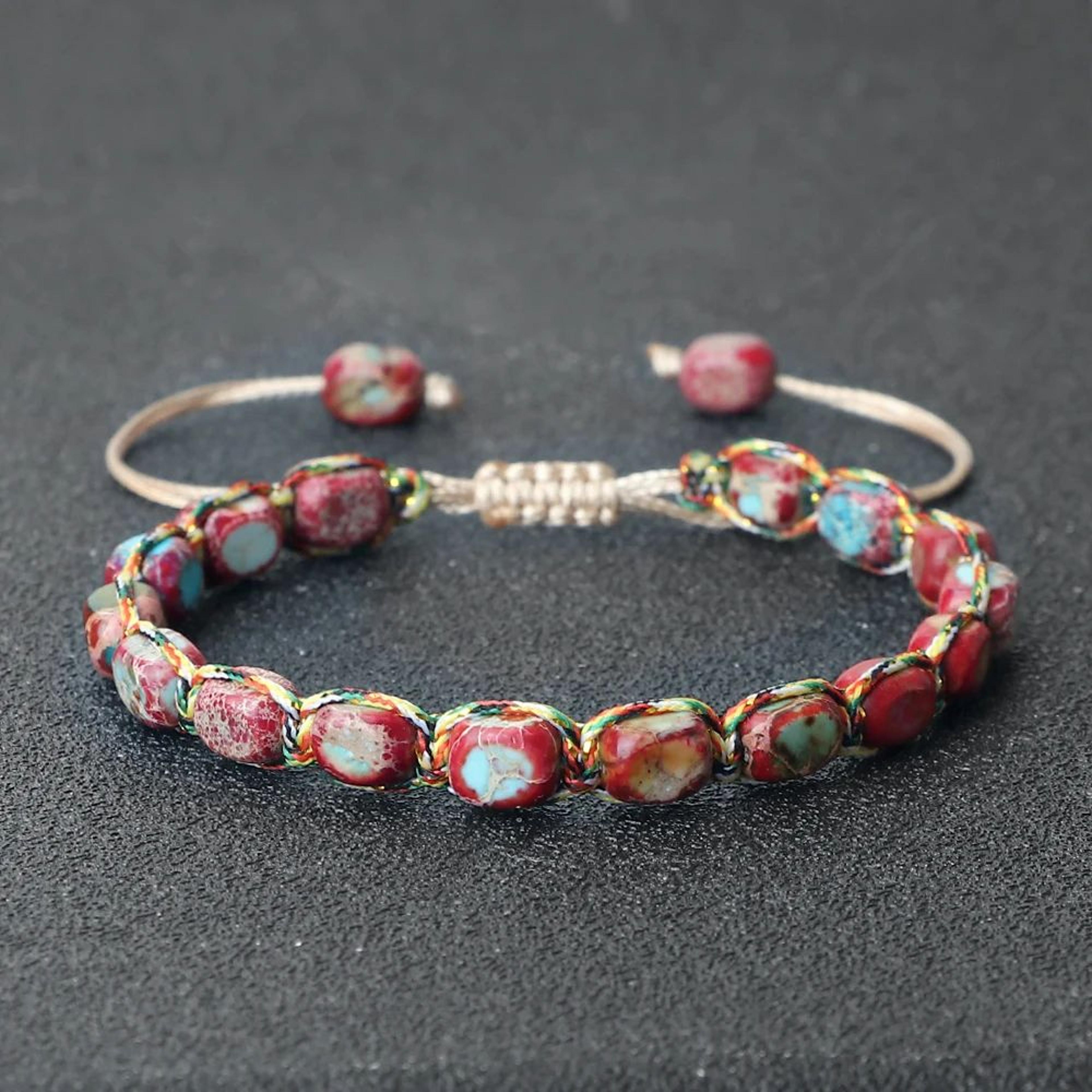 Natural Stone Square Bead Bracelet Adjustable Braided Rope Couples Bracelet For Women And Men 1