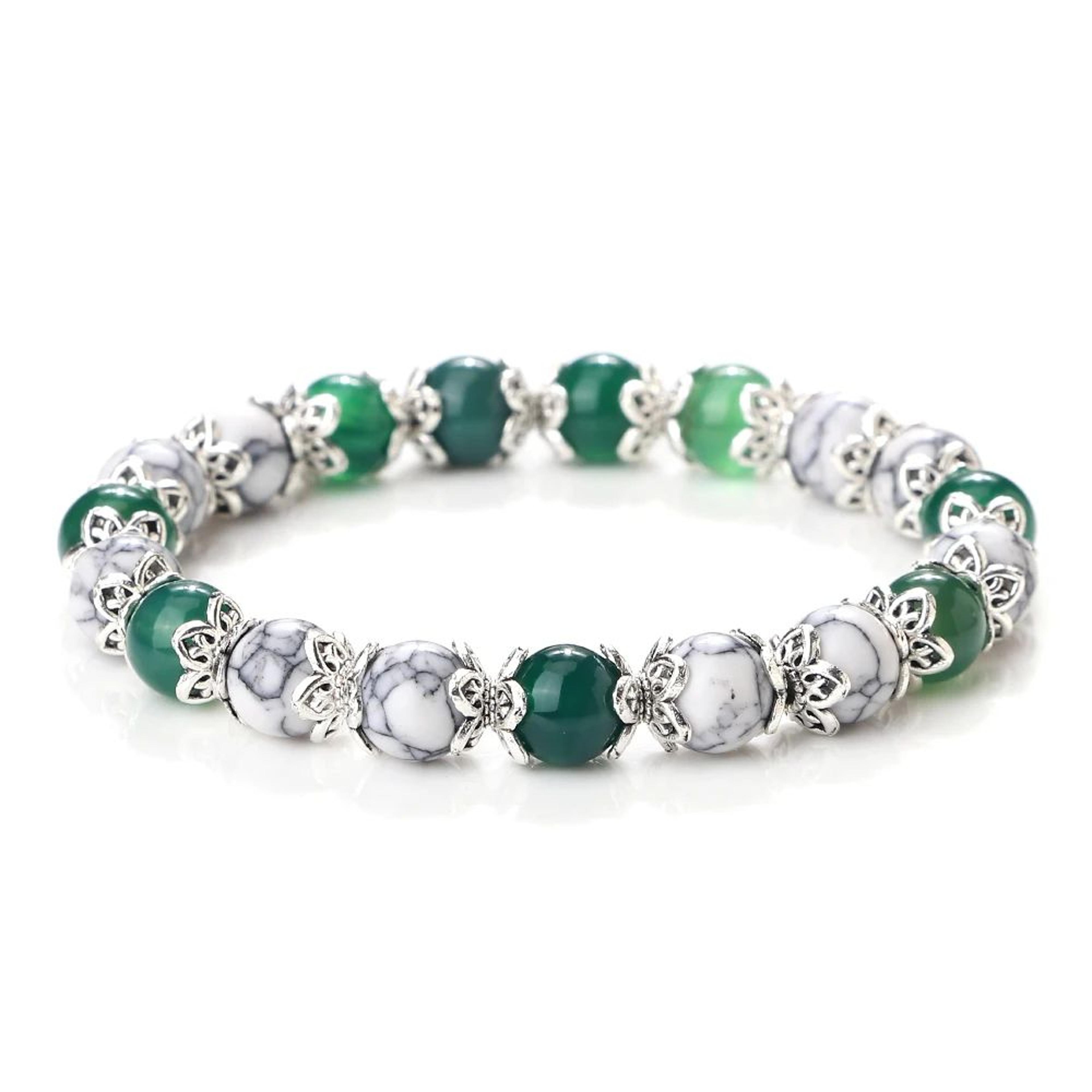 Harmony Balance Natural Stone Bracelet  Rose Quartz Onyx  Lava Bead Stretch Bracelet 9