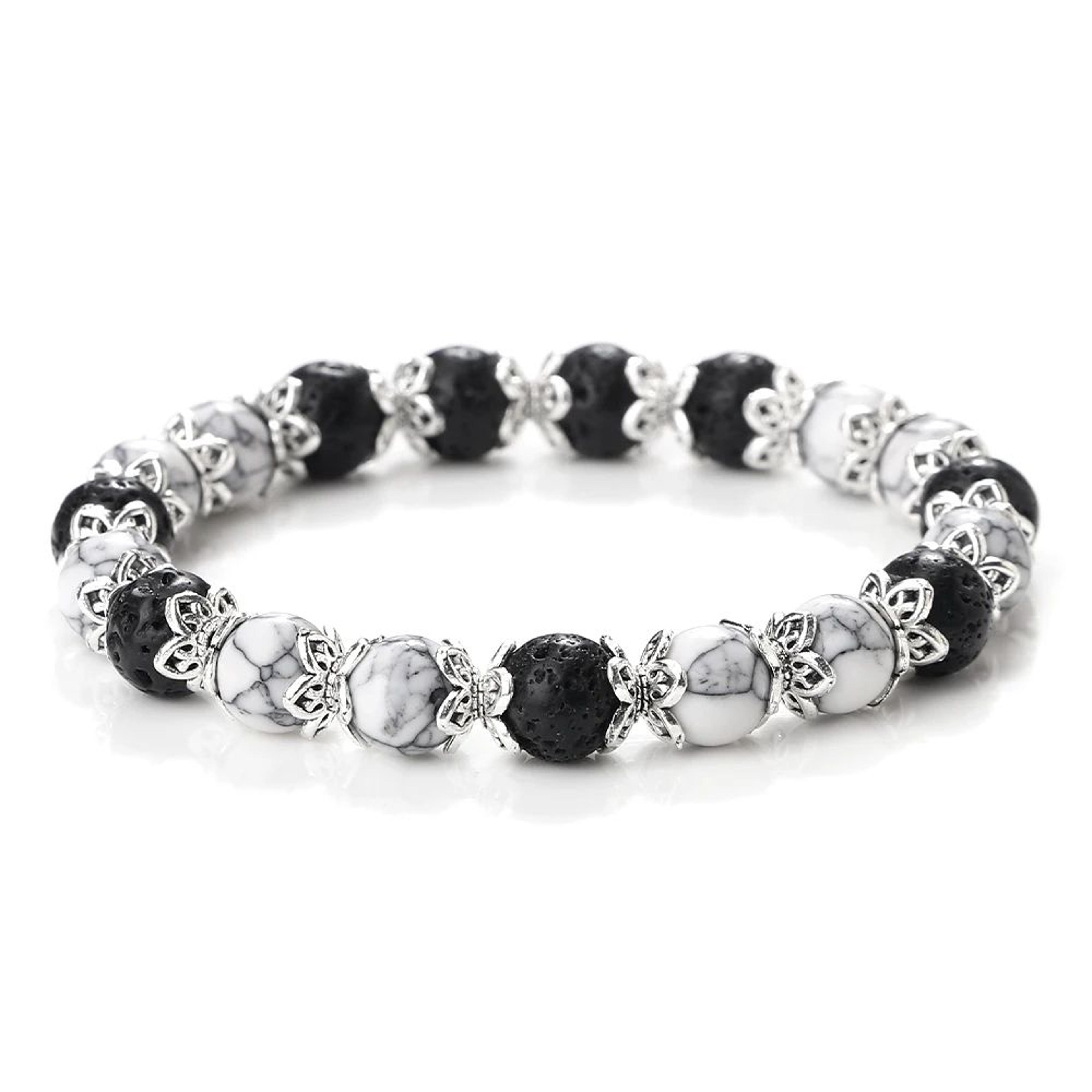 Harmony Balance Natural Stone Bracelet  Rose Quartz Onyx  Lava Bead Stretch Bracelet 11