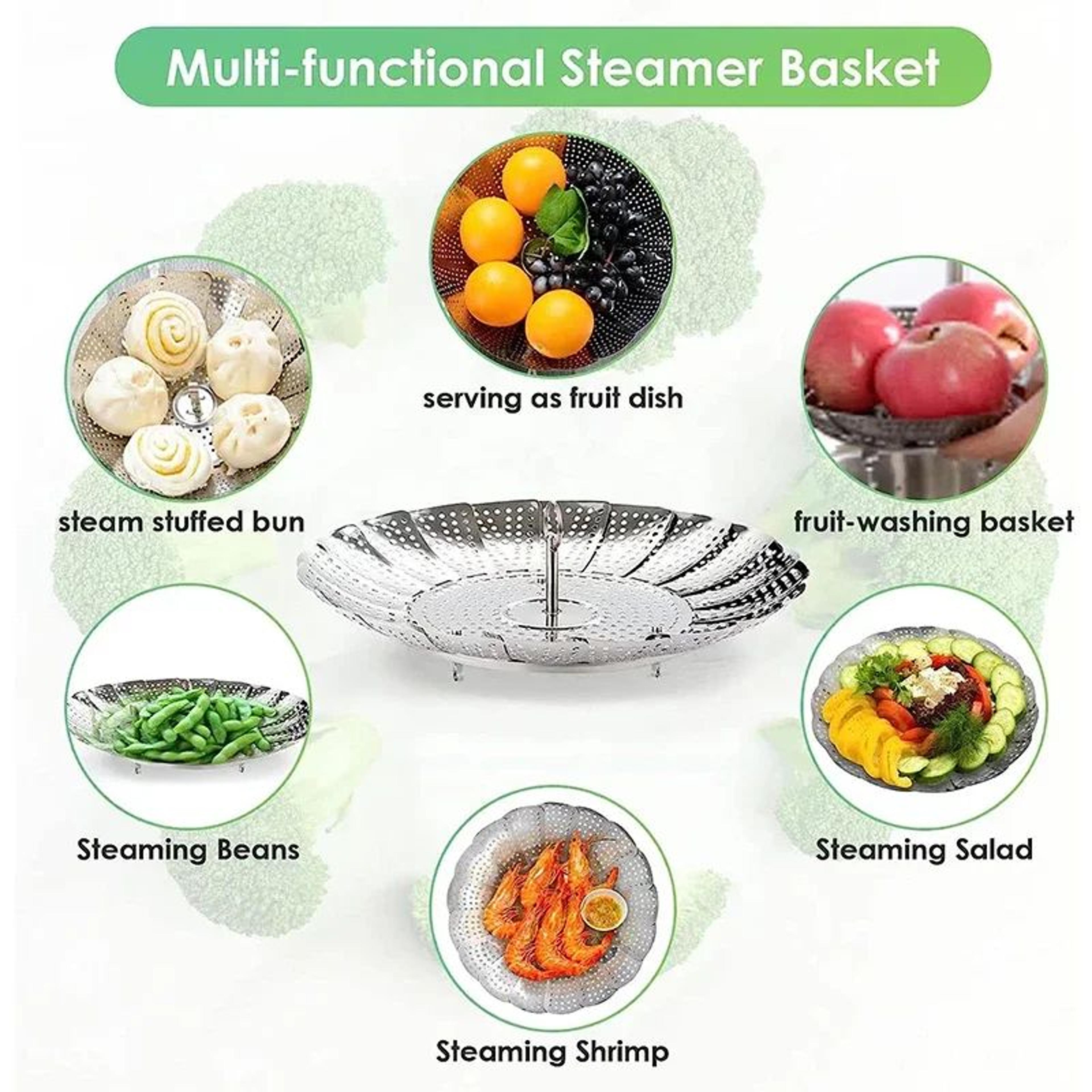 Expandable Stainless Steel Vegetable Steamer Basket Insert For Pots 2