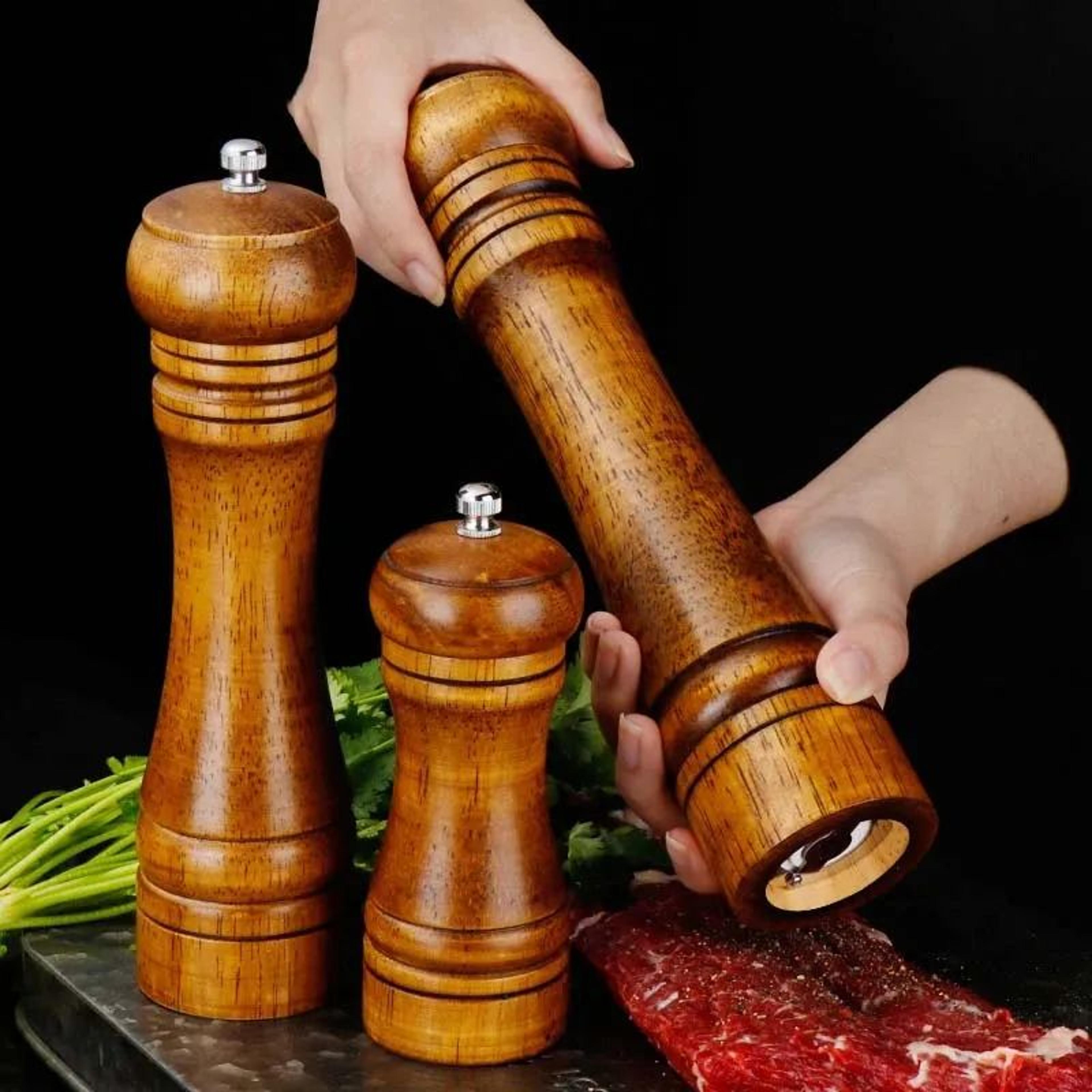 Premium Wood Pepper Grinder Set  Adjustable Salt And Pepper Mill With Ceramic Core 1