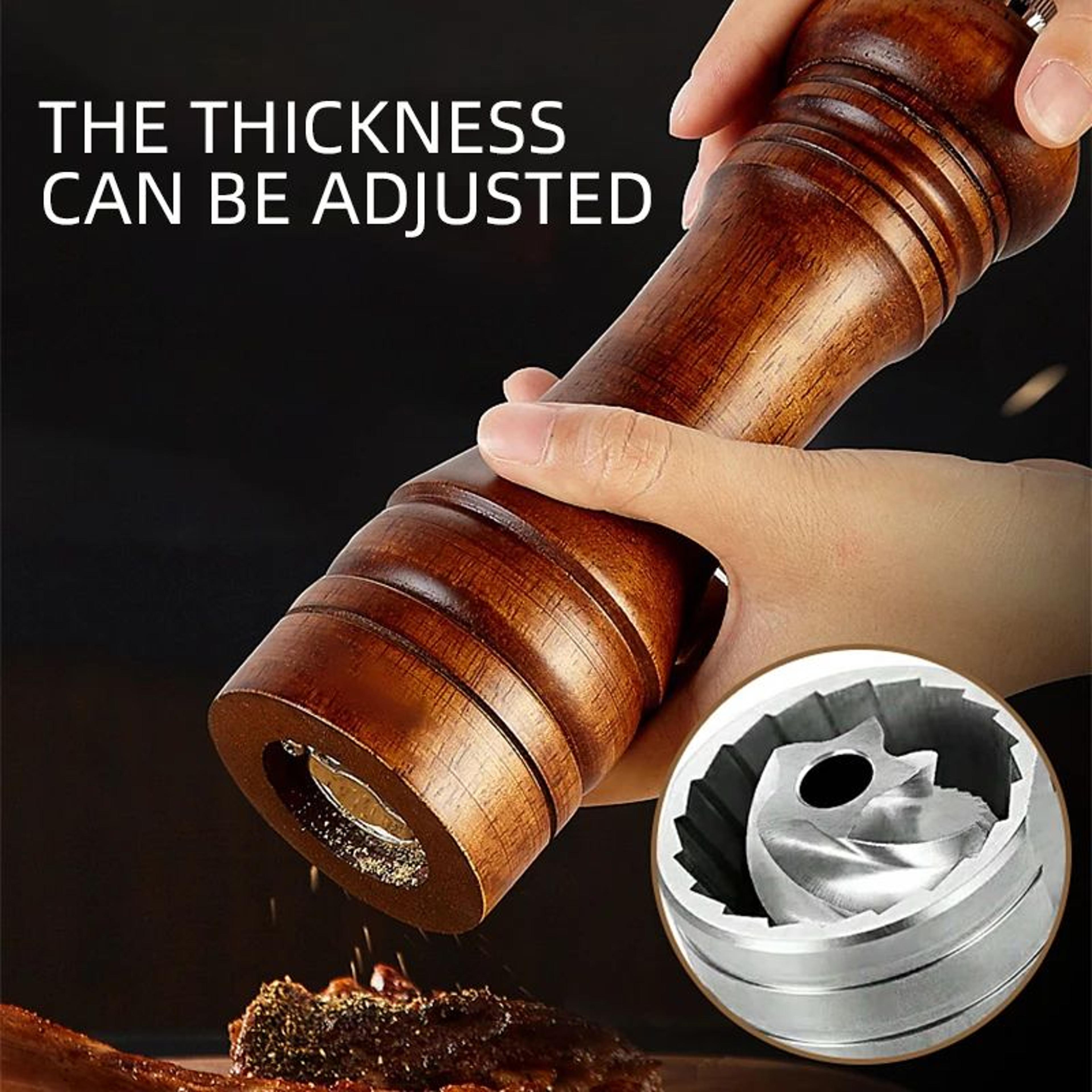 Premium Wood Pepper Grinder Set  Adjustable Salt And Pepper Mill With Ceramic Core 2