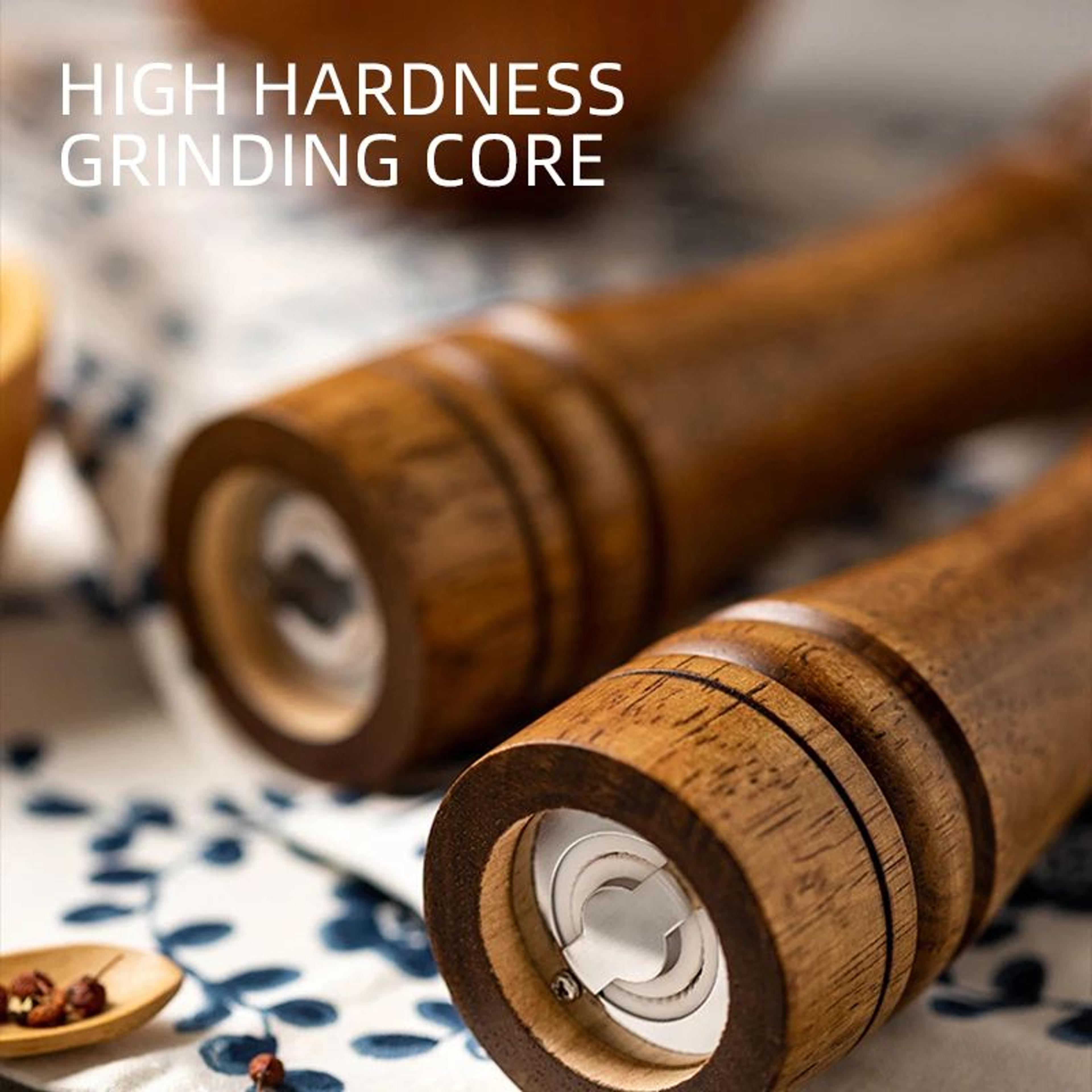Premium Wood Pepper Grinder Set  Adjustable Salt And Pepper Mill With Ceramic Core 3