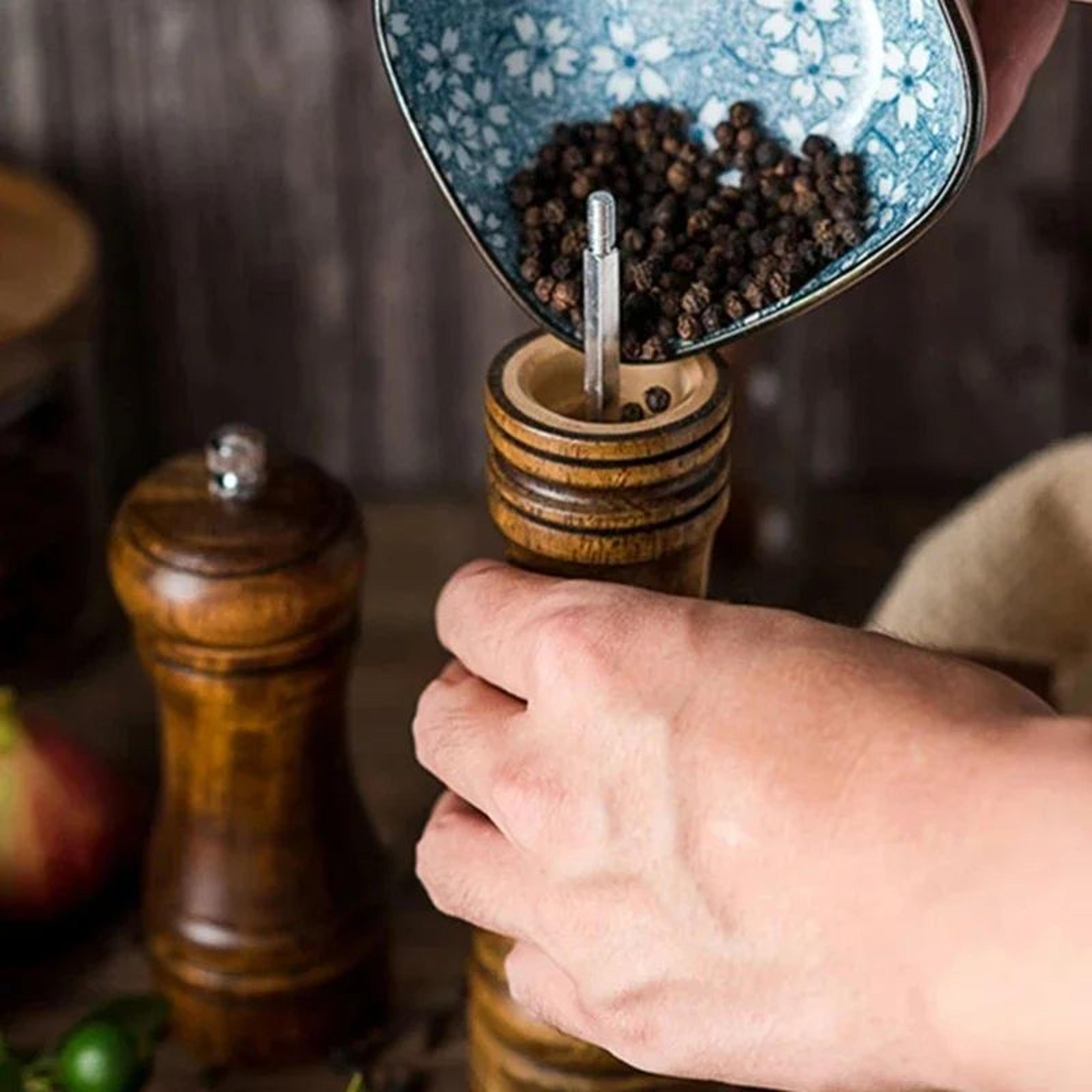 Premium Wood Pepper Grinder Set  Adjustable Salt And Pepper Mill With Ceramic Core 4