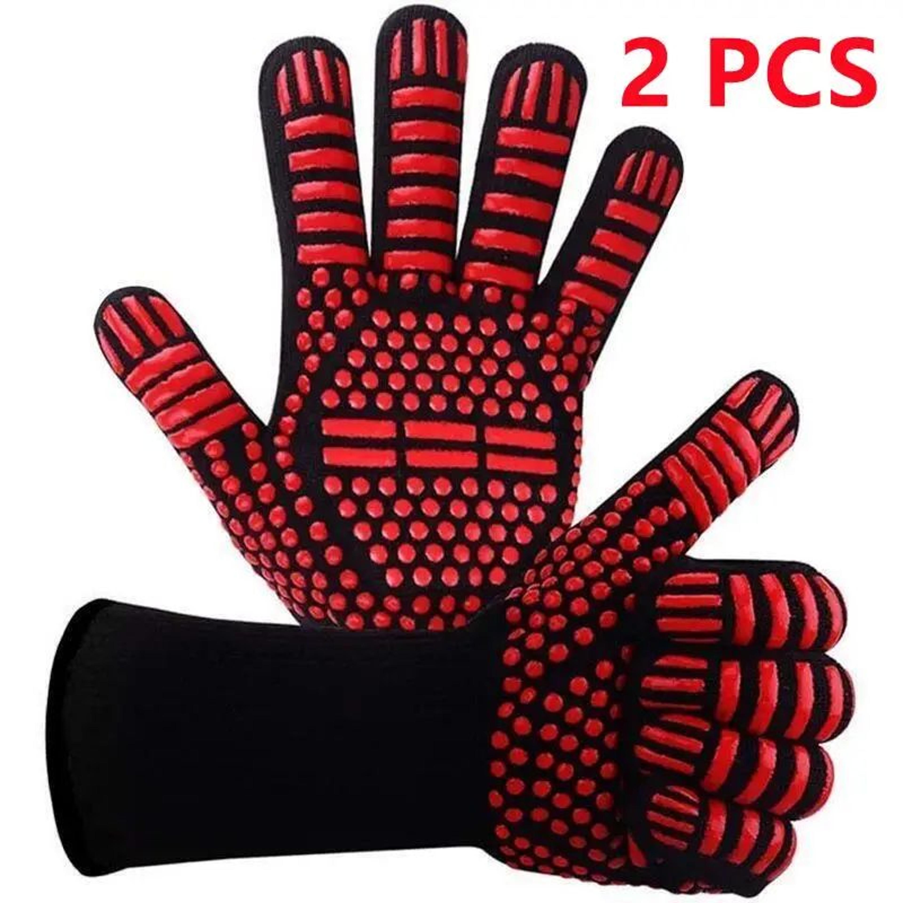 Heat Resistant Grill Gloves  800F Fireproof BBQ  Oven Mitts For Safe Cooking 5