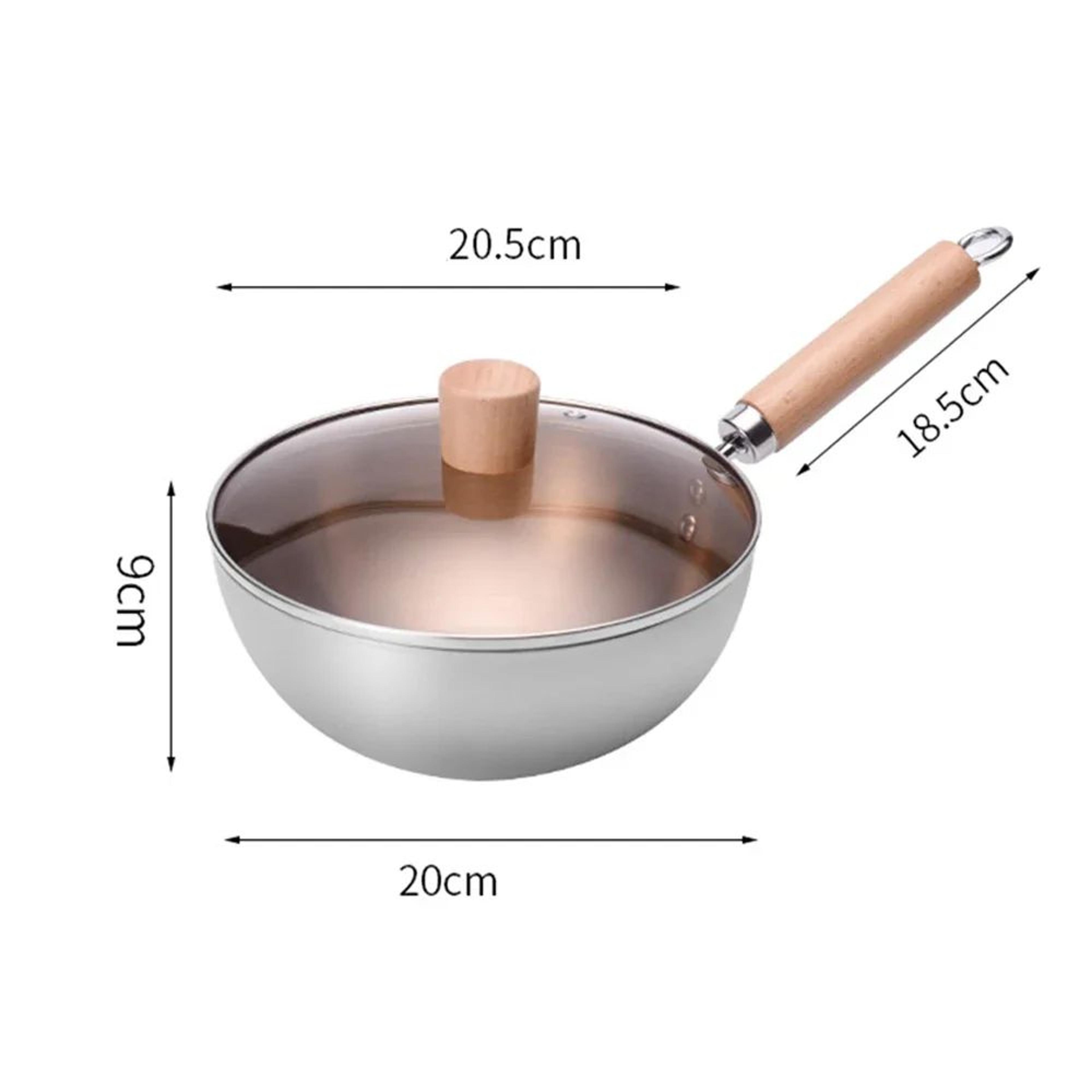 Stainless Steel Wok Pan  Small NonCoated Stir Fry Skillet For Induction  Gas Cooking 5