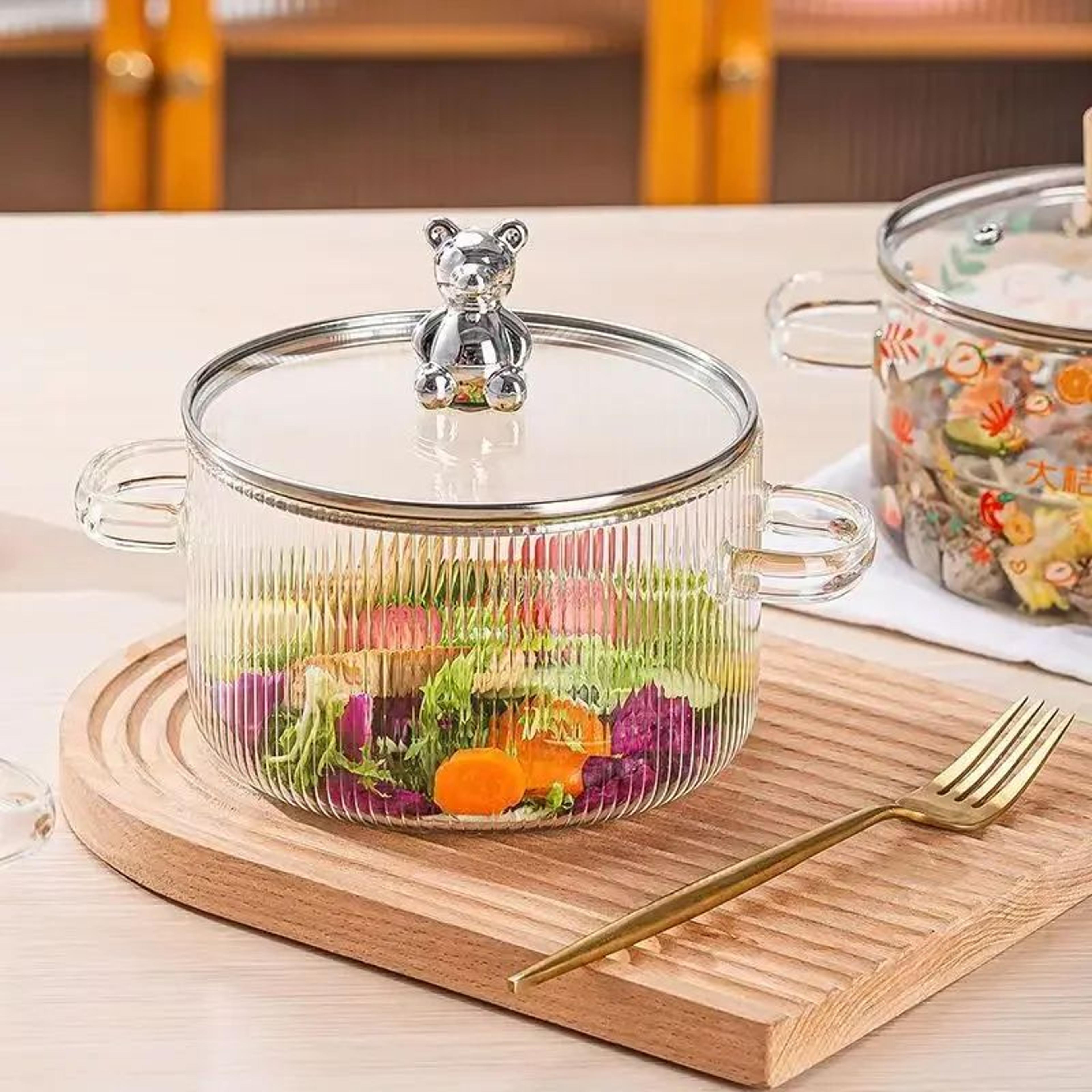 ClearView HeatResistant Glass Saucepan With Lid  Dual Handles 1