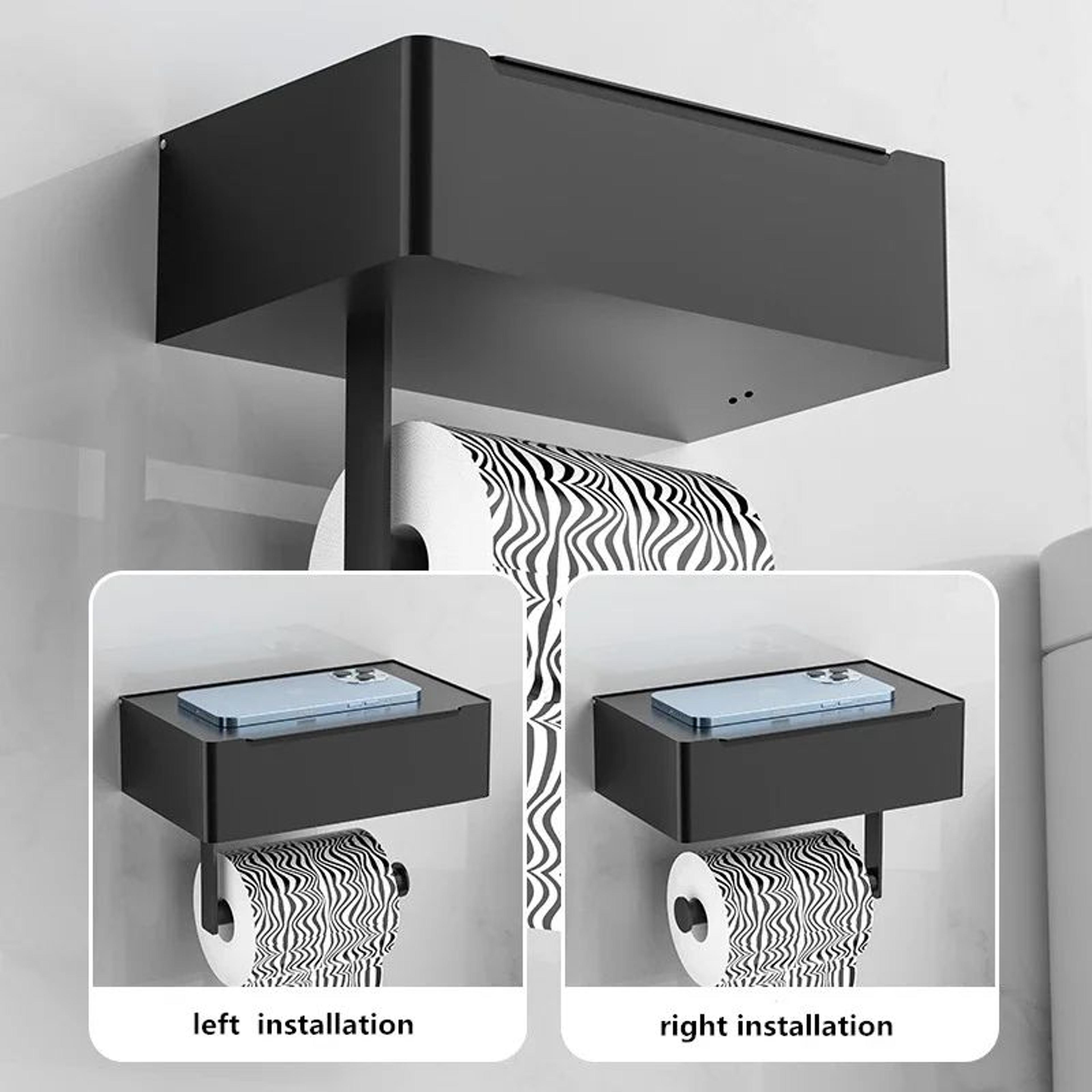 Modern Stainless Steel Toilet Paper Holder With Shelf  Wipes Dispenser 2
