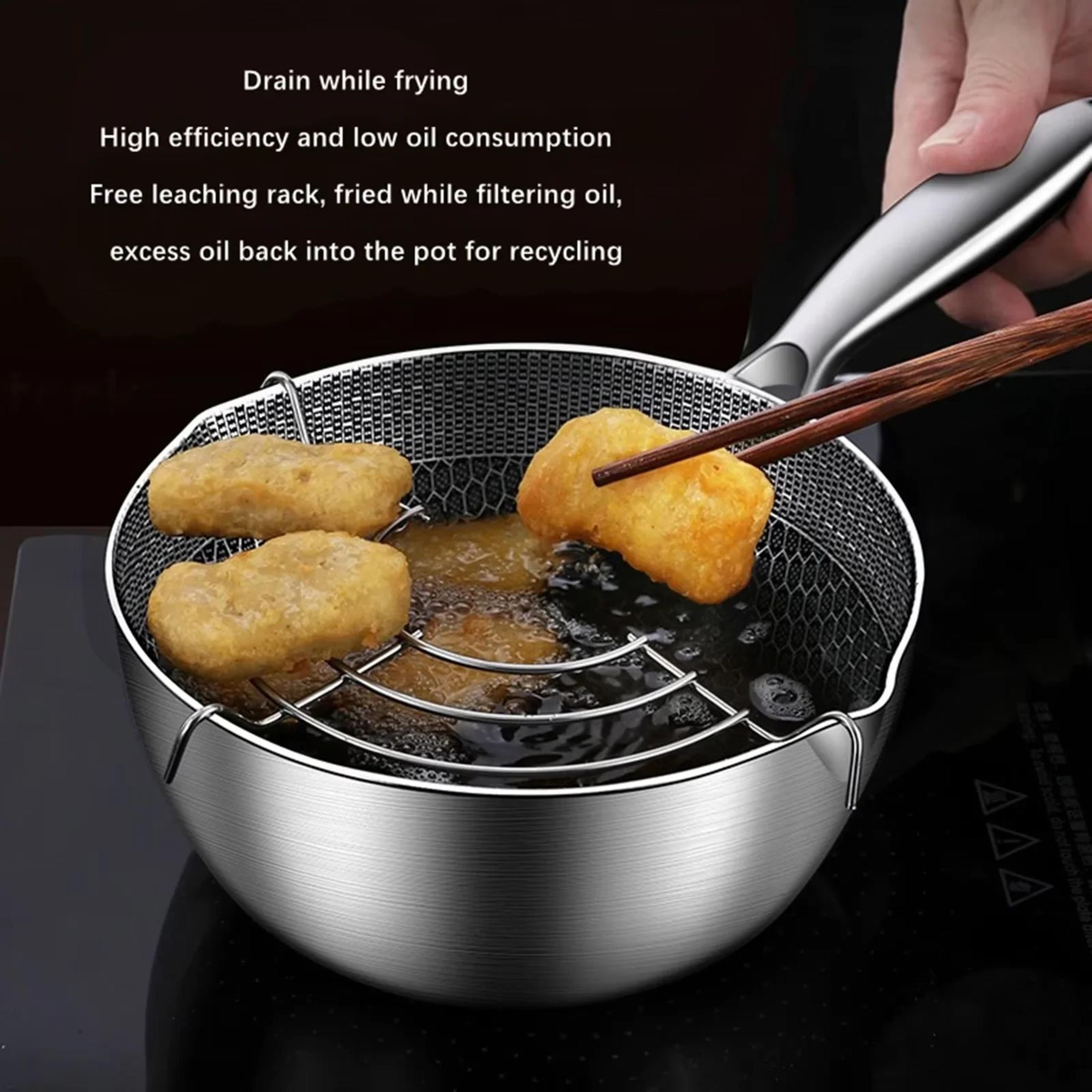 Japanese Tempura Fryer Pot Stainless Steel Deep Fryer Pot For Crispy Home Cooking 3