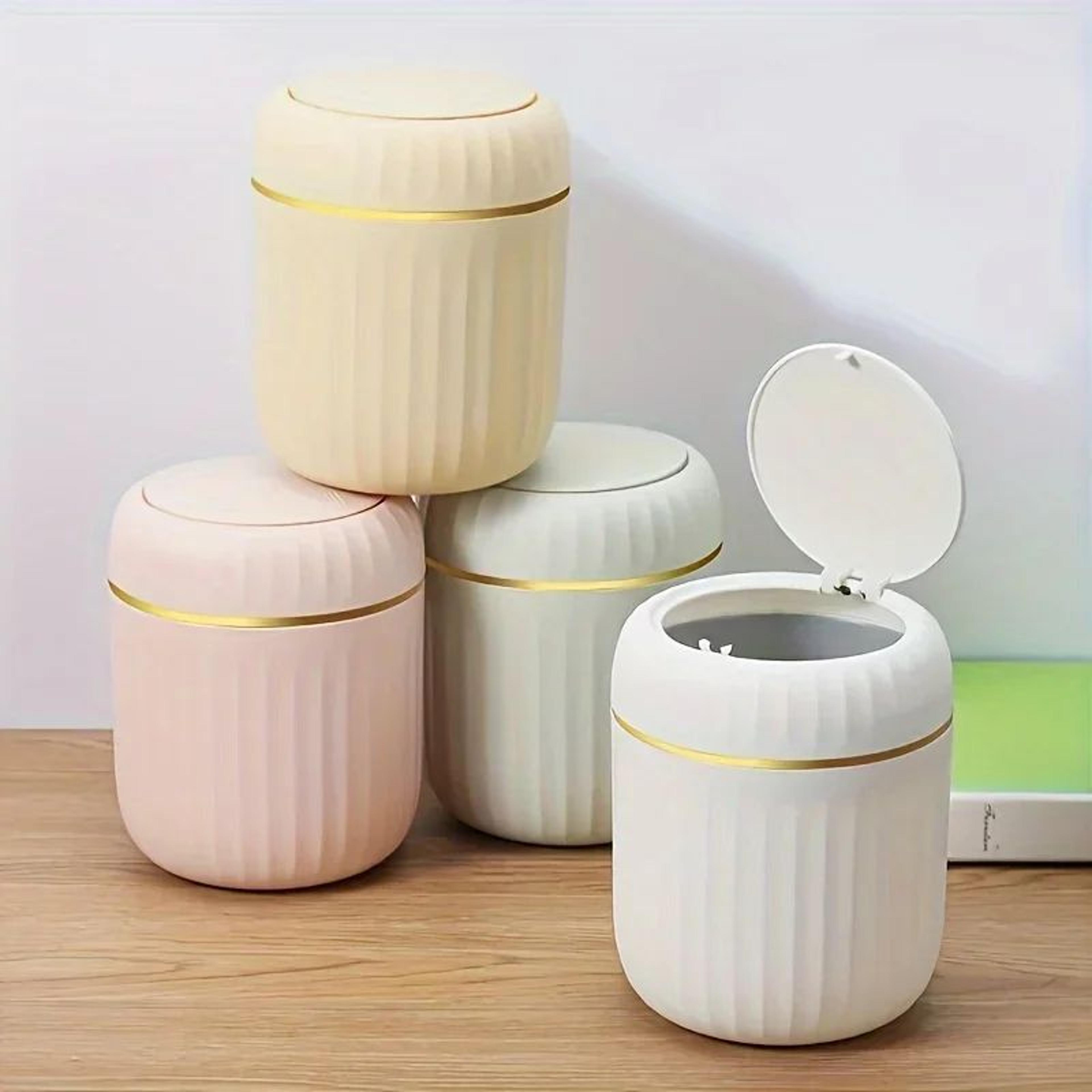 Compact Mini Desk Trash Can With Lid  Stylish Desktop Waste Bin Organizer For Home  Office 0