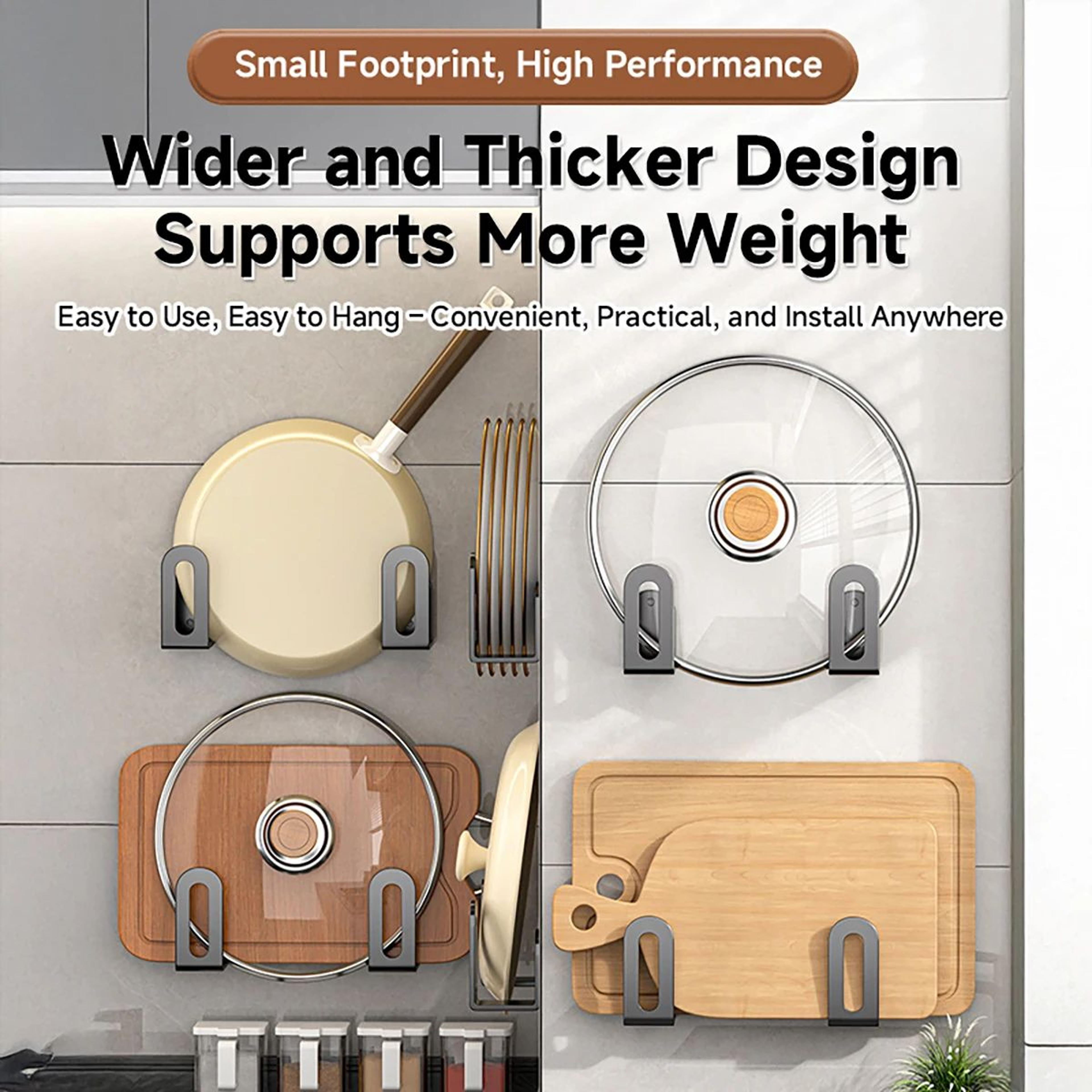 2Pack Wall Mounted Pan Lid Holder And Adhesive Cutting Board Organizer 3