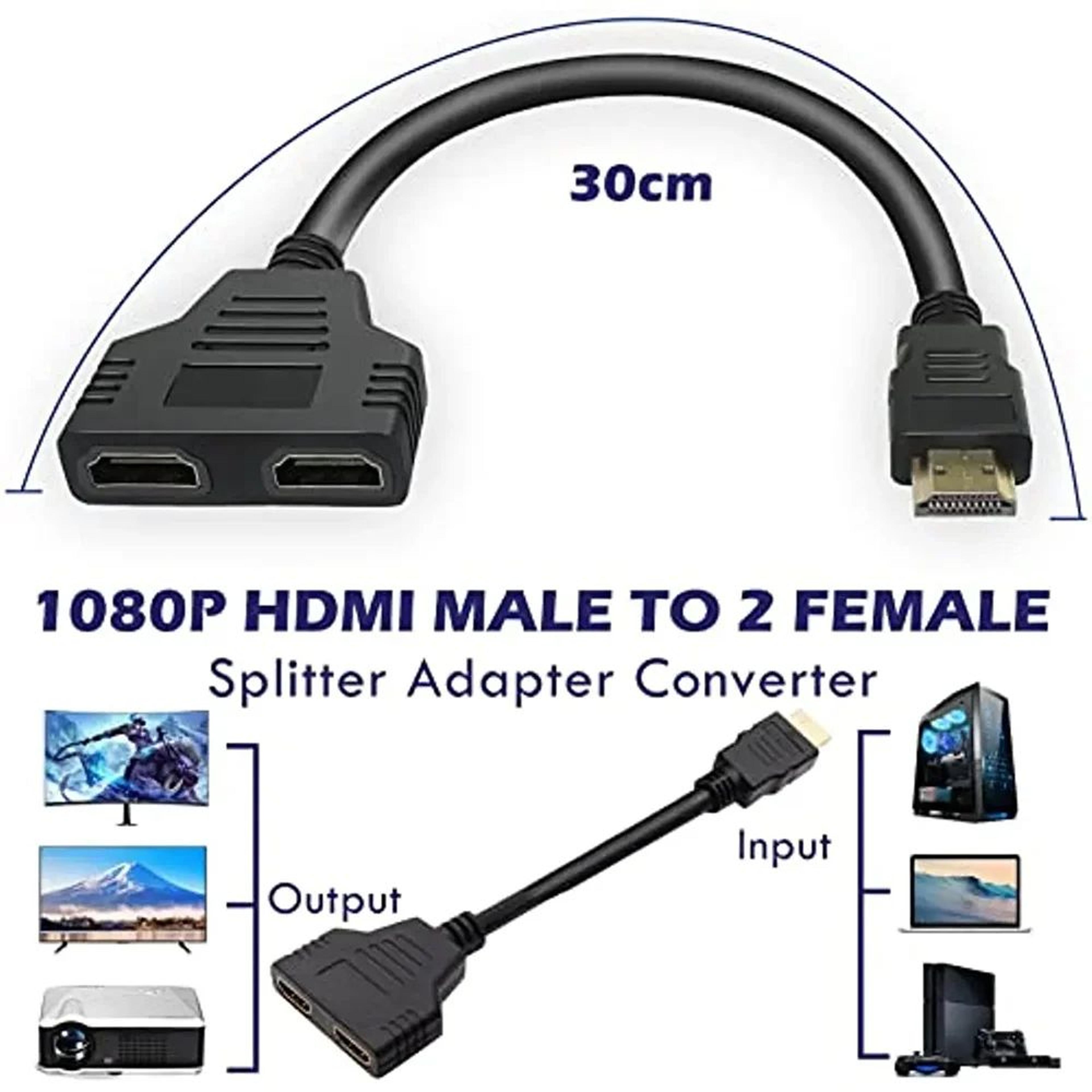 Dual Display 1080P HDMI Splitter Cable  1 In 2 Out Adapter For TV Laptop  Monitor 5