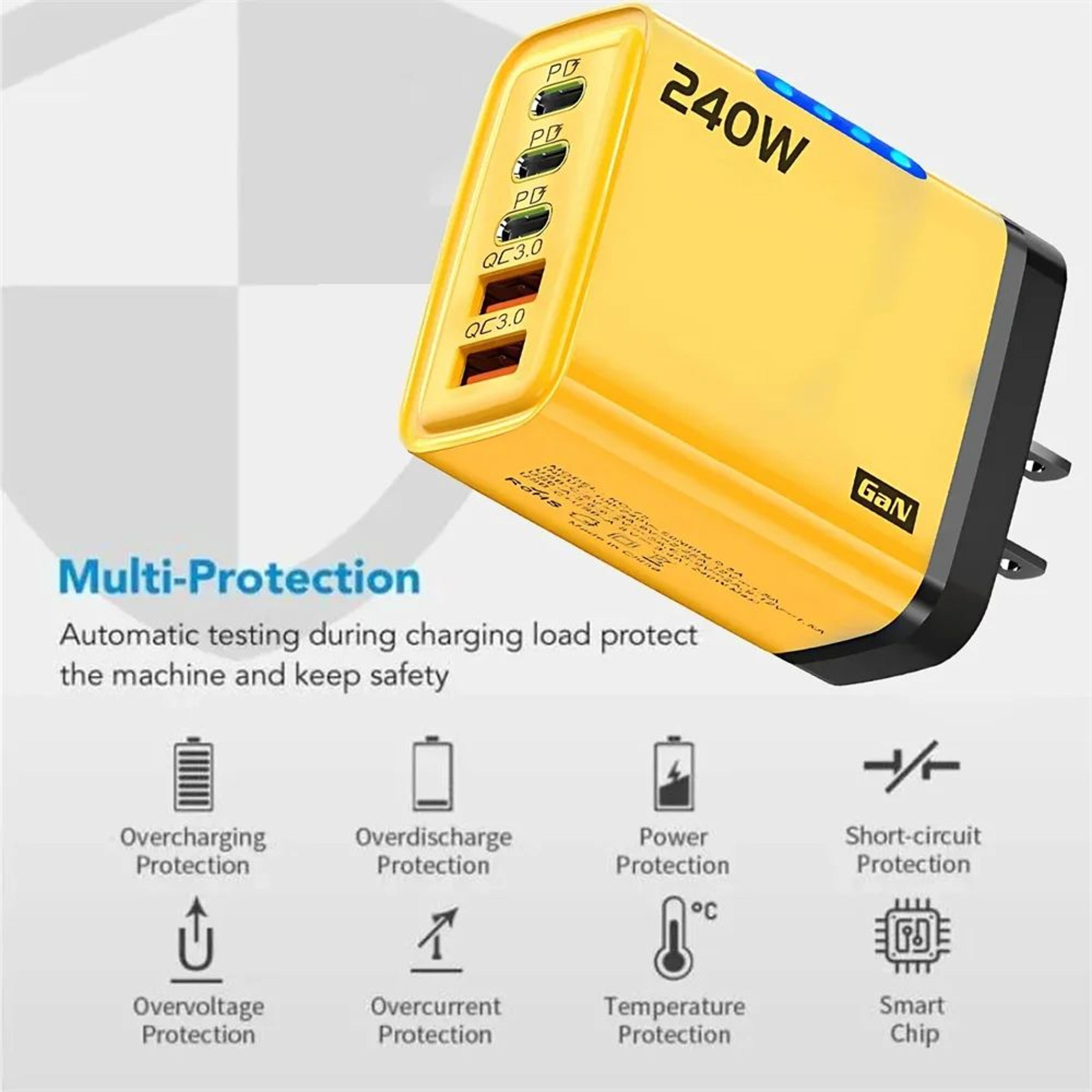 240W GaN USBC Fast Charger  5Port Multi Device Power Hub 4