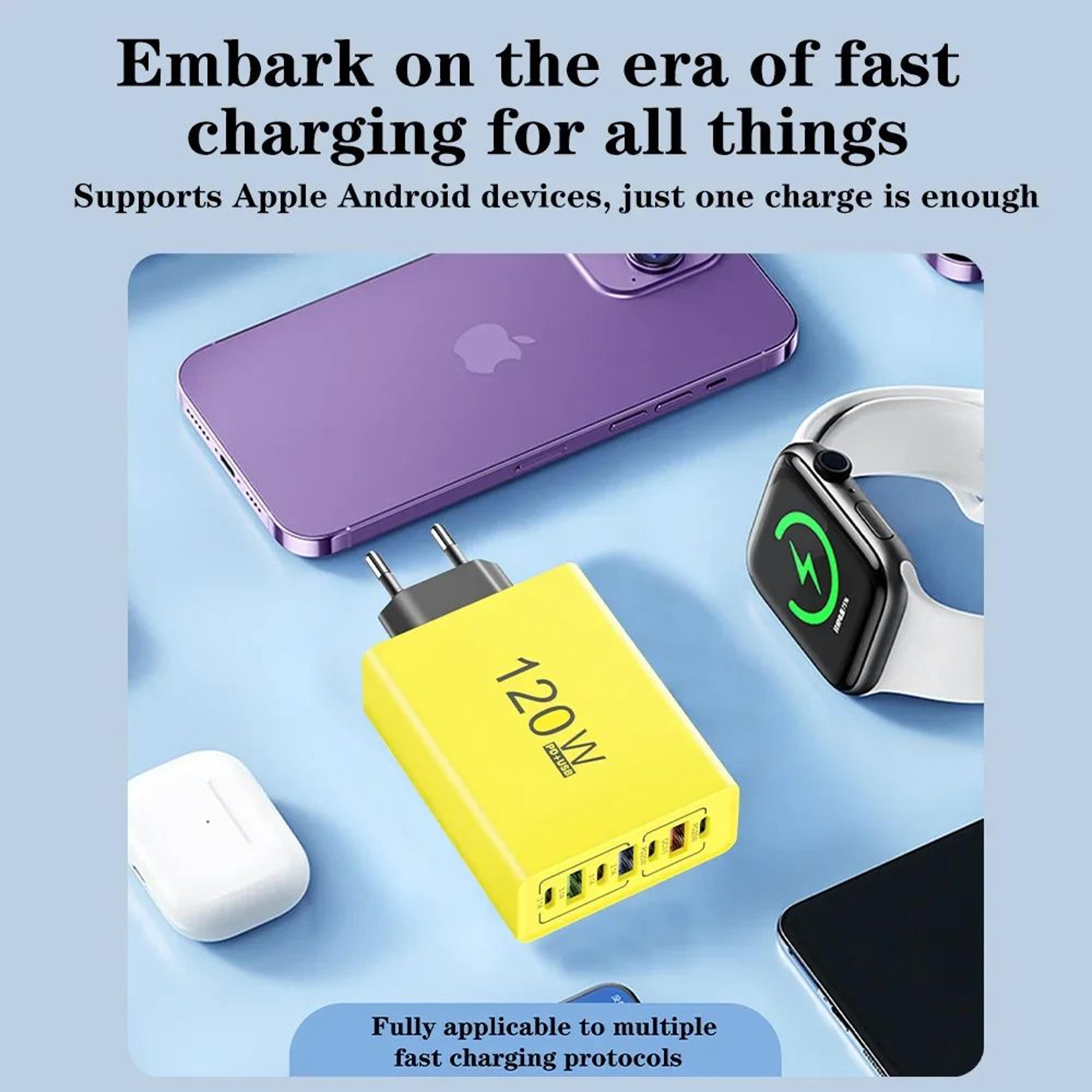 120W USB C Charger MultiPort Fast Charging Adapter For IPhone Samsung  More 4