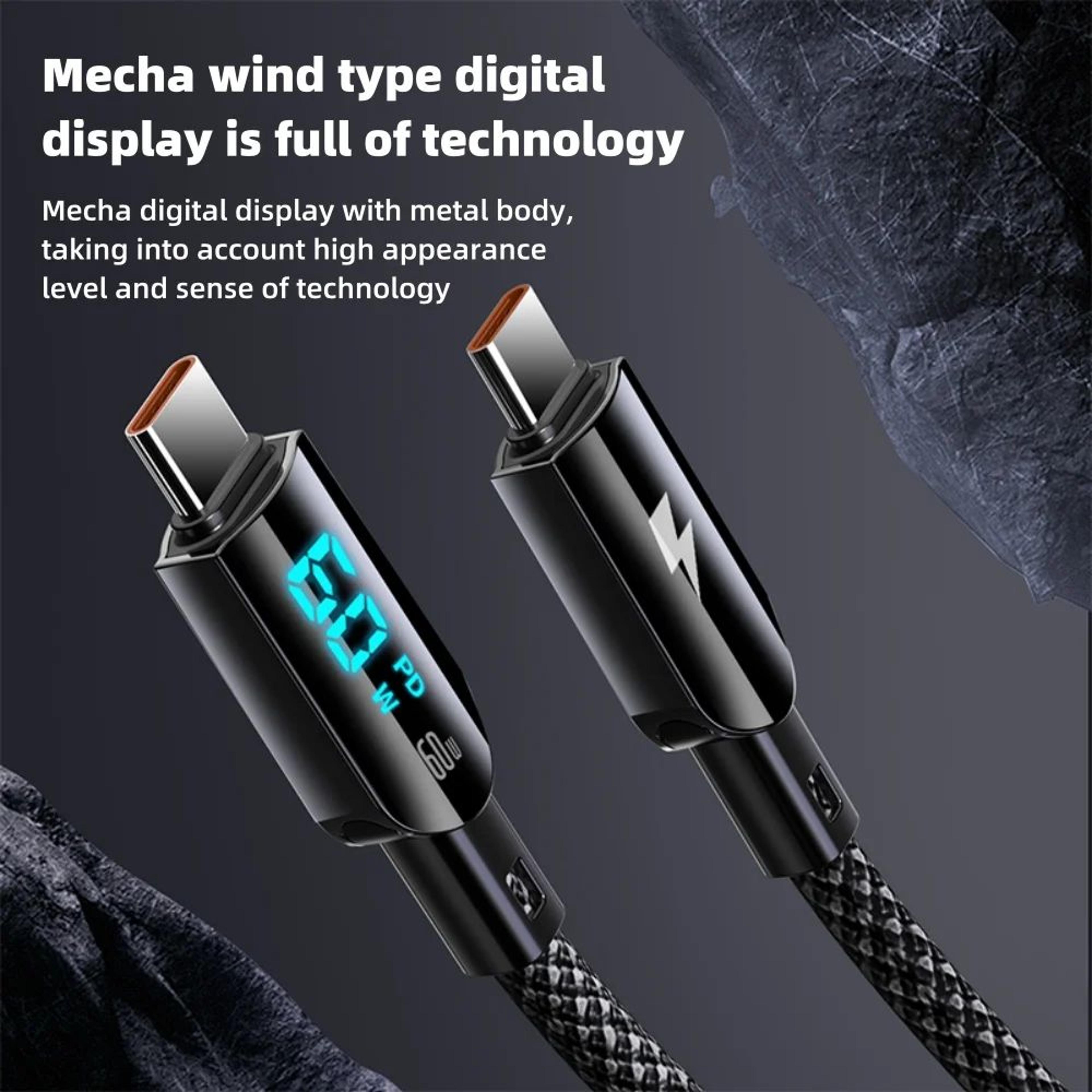 100W USBC Cable With Digital Display  PD Fast Charging USBC Cable For Phones  Laptops 3