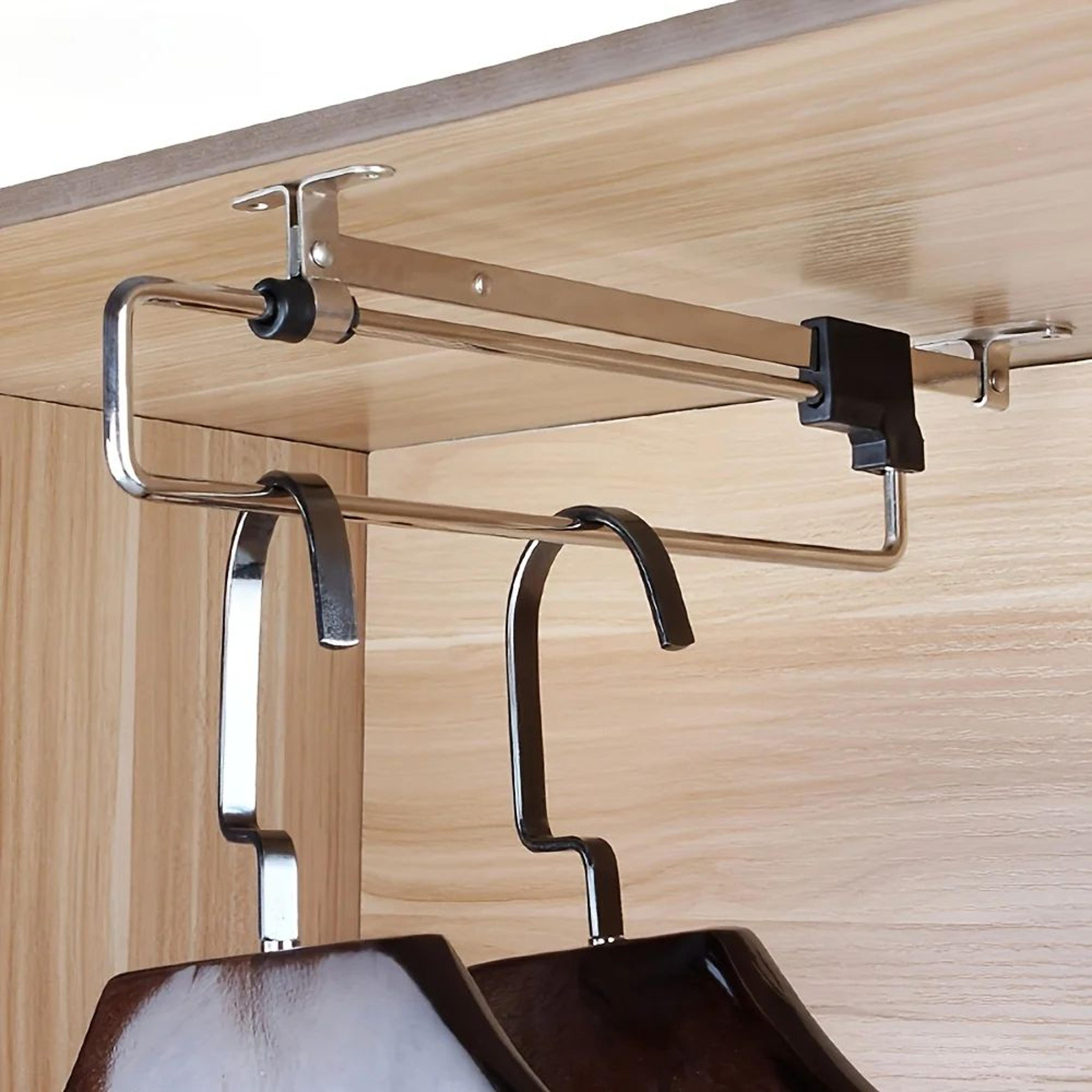 PullOut Clothes Rod Adjustable Foldable Wardrobe Hanger SpaceSaving Organizer 2