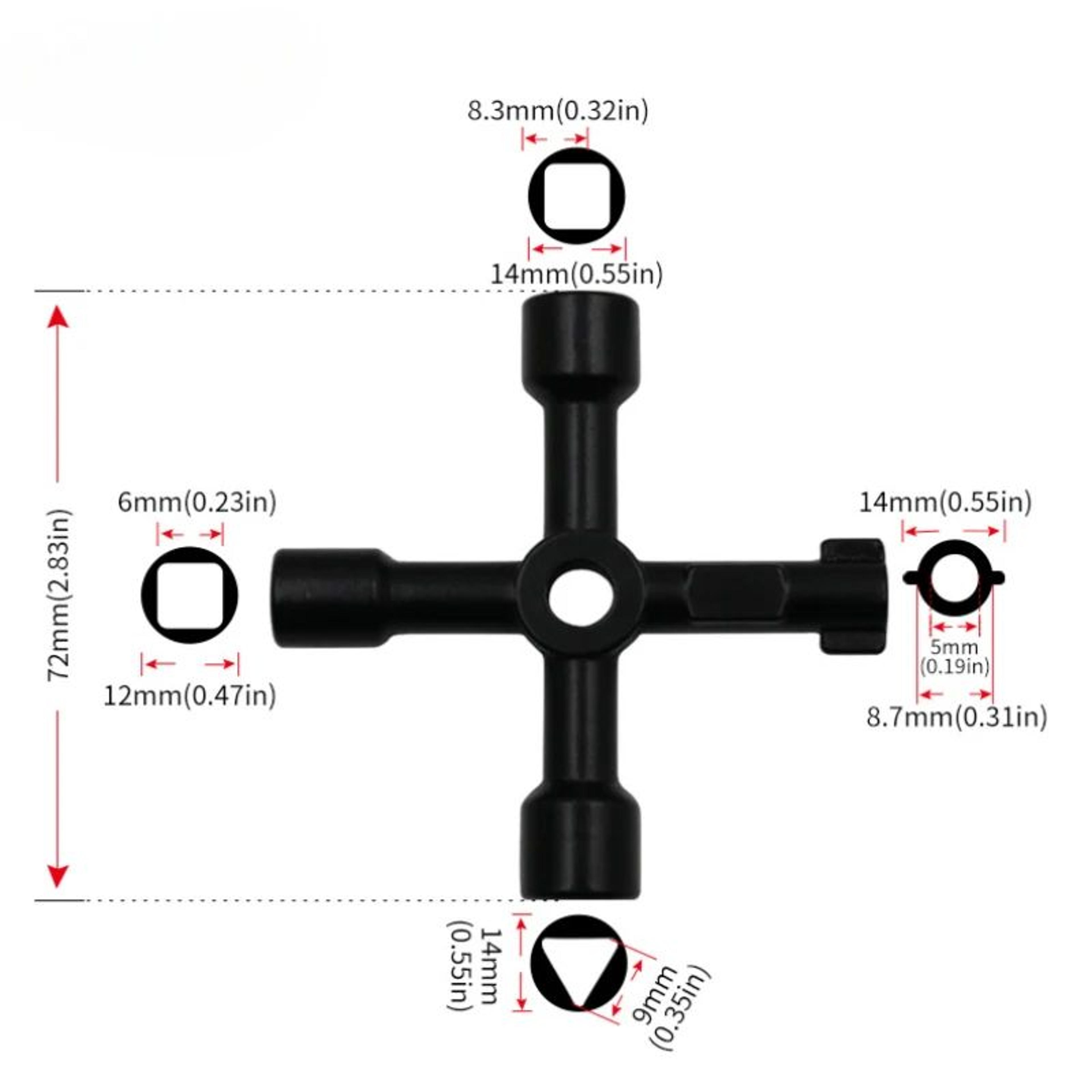 4in1 Universal Utility Cross Wrench  Multifunction Radiator  Valve Key For Electricians And Plumber 4