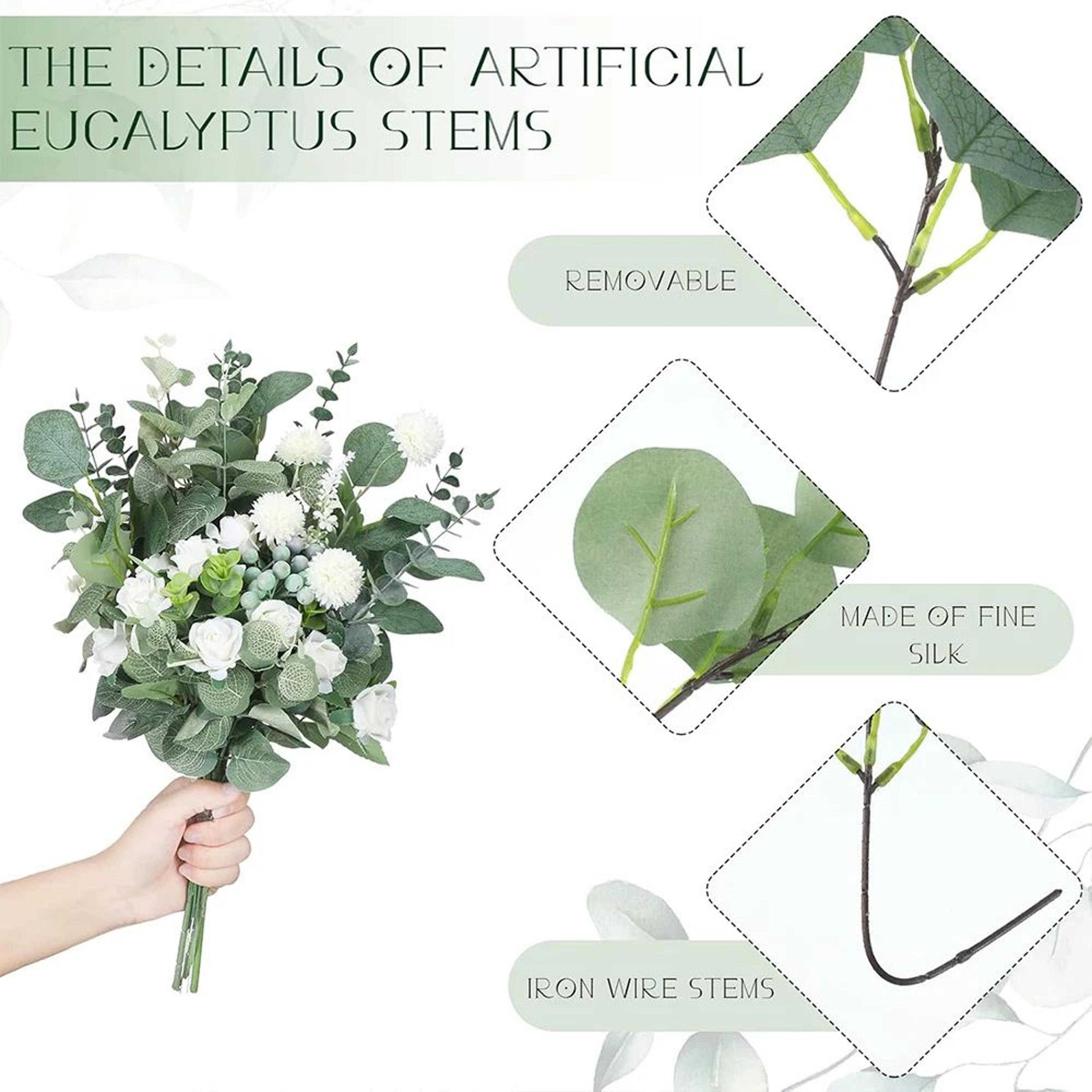 Artificial Eucalyptus Stems Set  Realistic Faux Eucalyptus Bouquet For Wedding  Home Decor 2