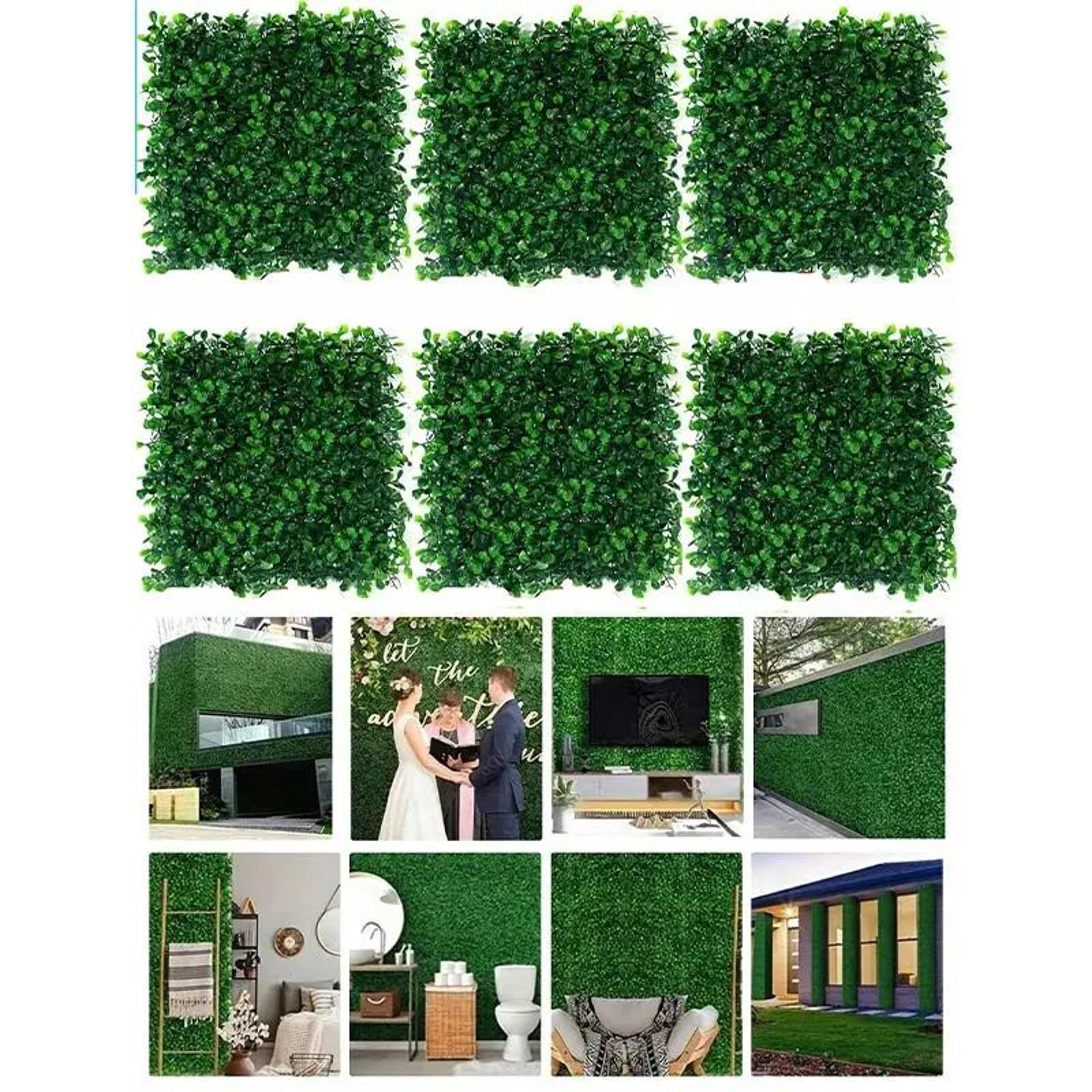 evergreen luxe artificial boxwood hedge panels – uv resistant greenery wall for privacy & decor (10pcs)
