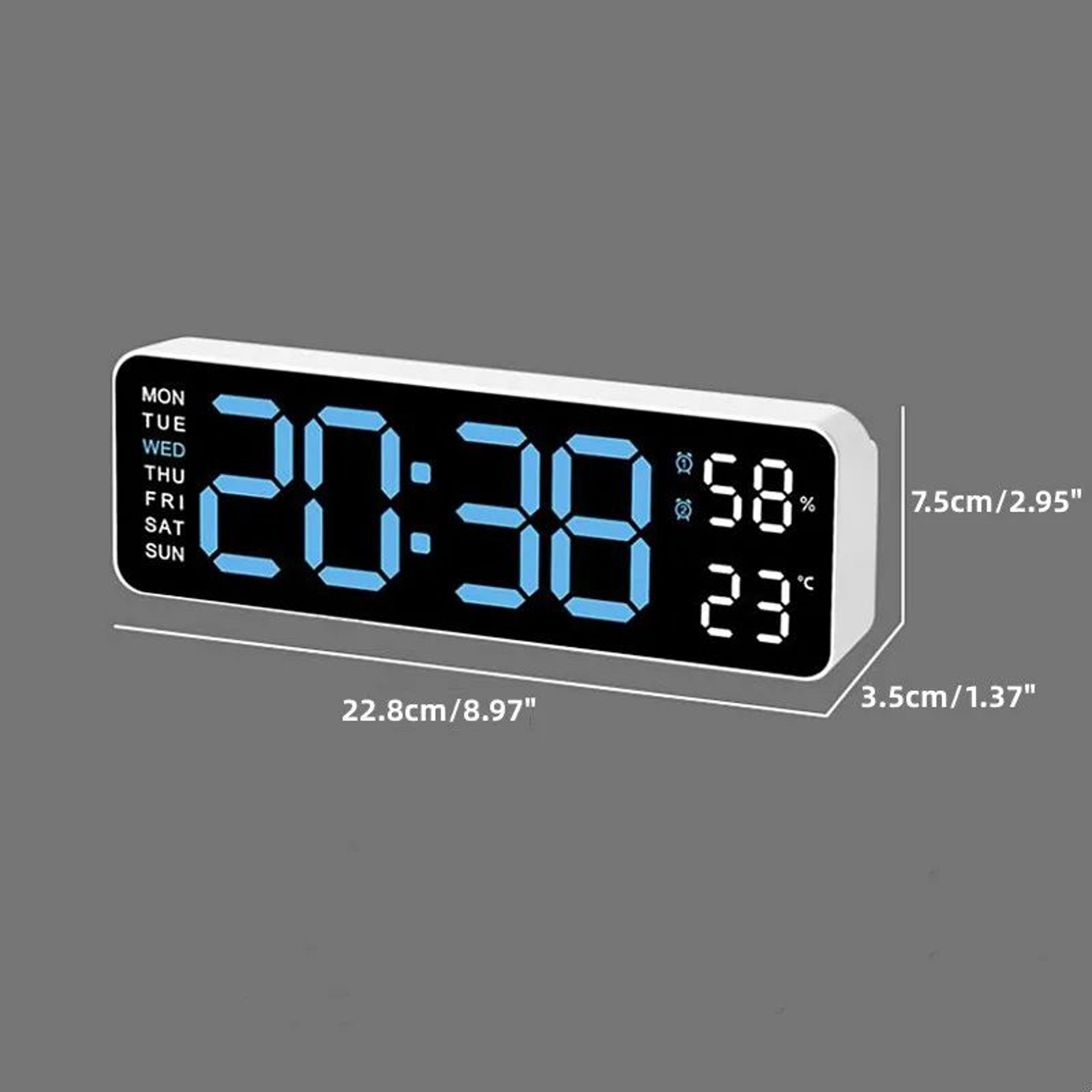 Smart LED Wall Clock With Alarm Temperature  Calendar Display 6