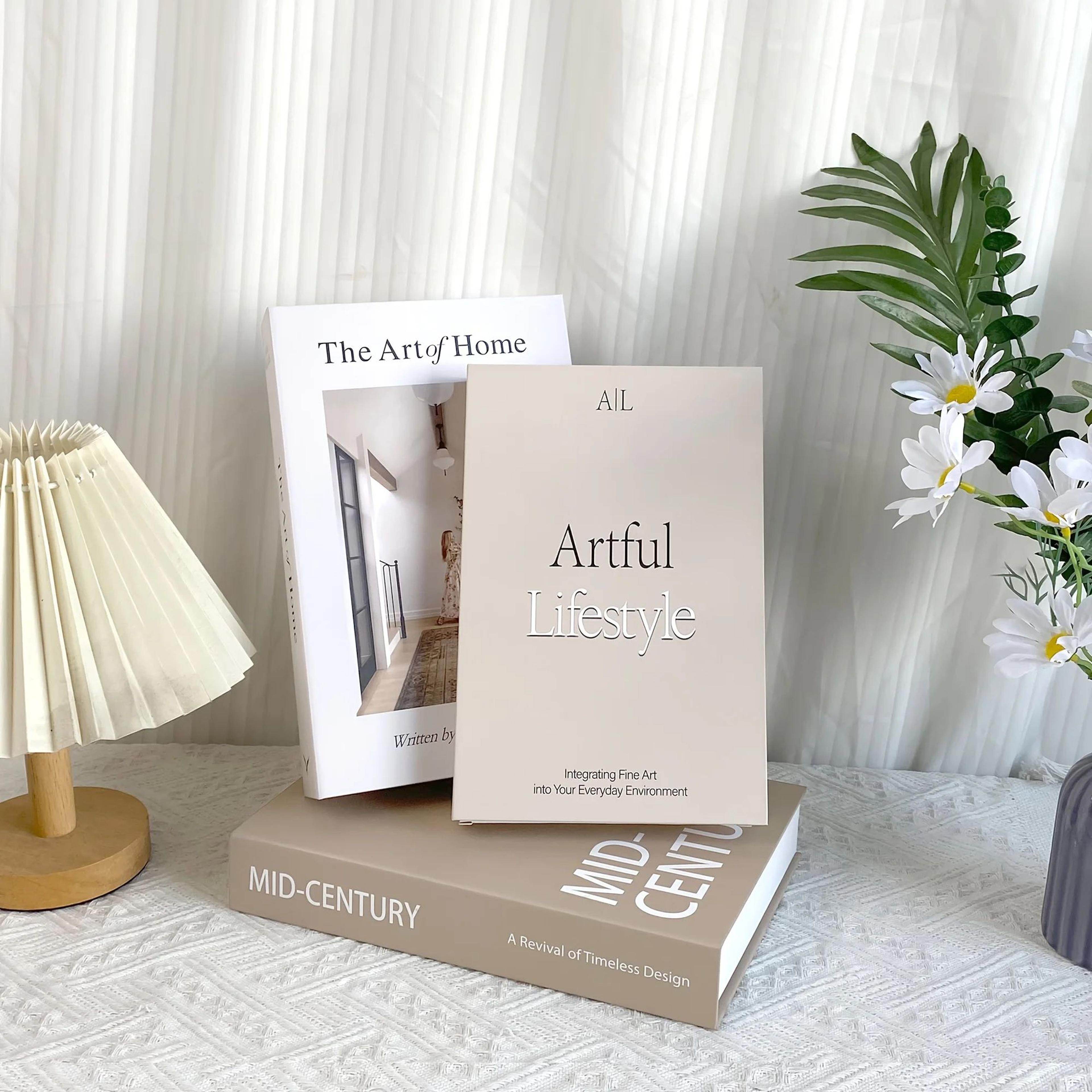 Neutral Decorative Fake Books Set Of 3 For Coffee Table Decor And Bookshelf Styling 2