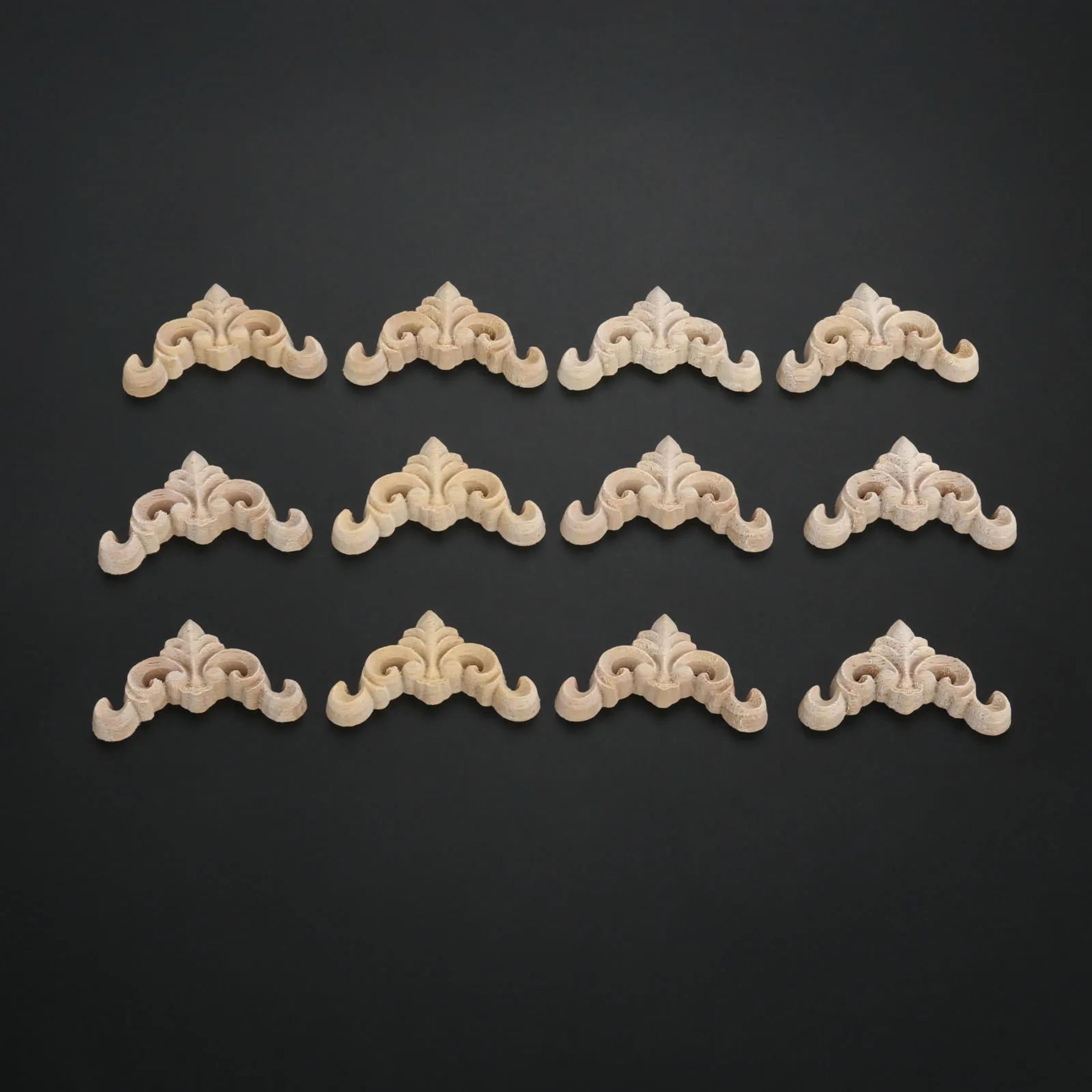 Vintage Wood Carving Appliques Set  Decorative Wooden Corner Onlays For Furniture  Wall Accents 16p 4