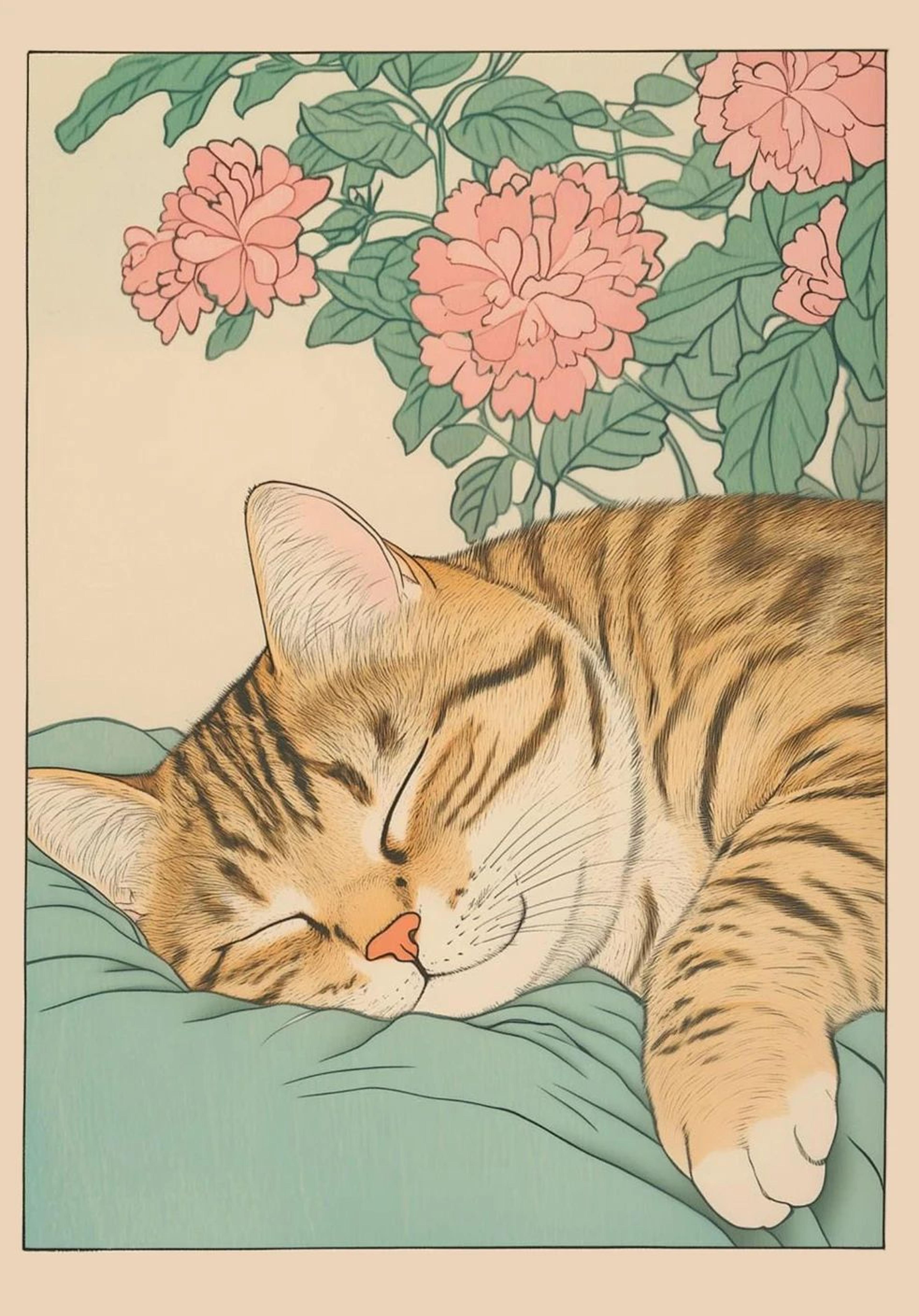 Japandi Cat Bath Canvas Print  Funny Cat Wall Art For Stylish Bathroom Wall Decor 11