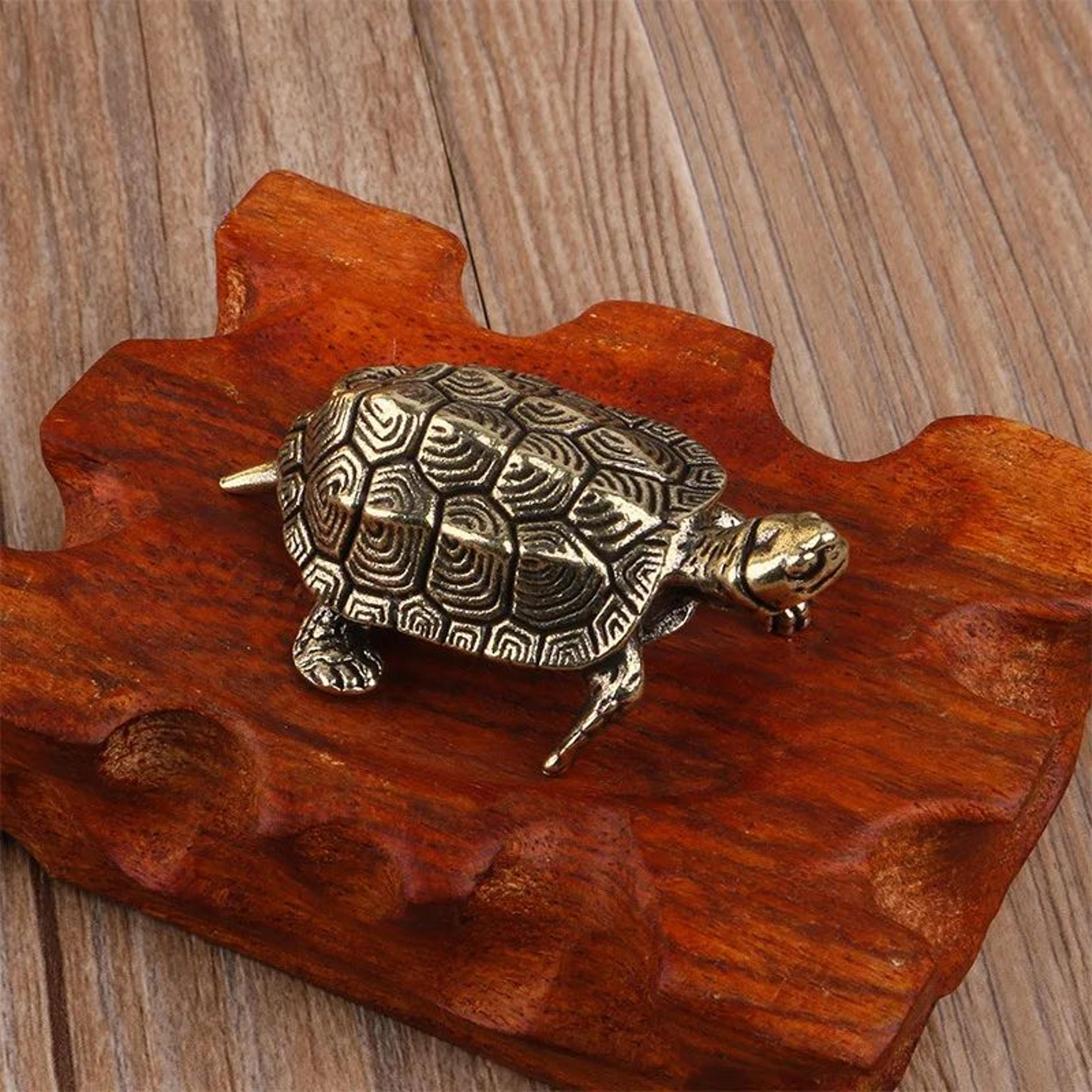 Feng Shui Turtle Brass Figurine For Wealth And Protection  Vintage Desk Decor Turtle 4