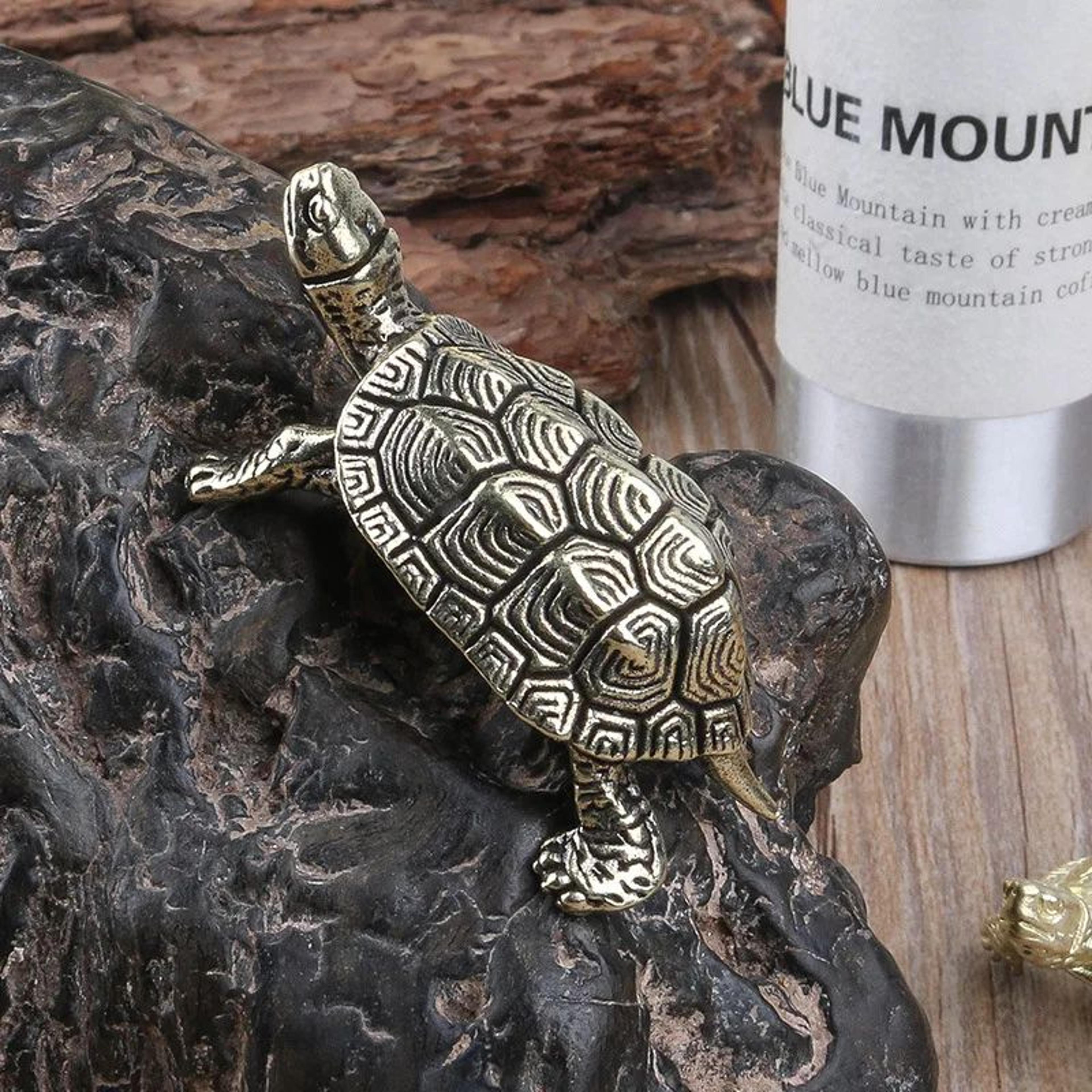 Feng Shui Turtle Brass Figurine For Wealth And Protection  Vintage Desk Decor Turtle 5