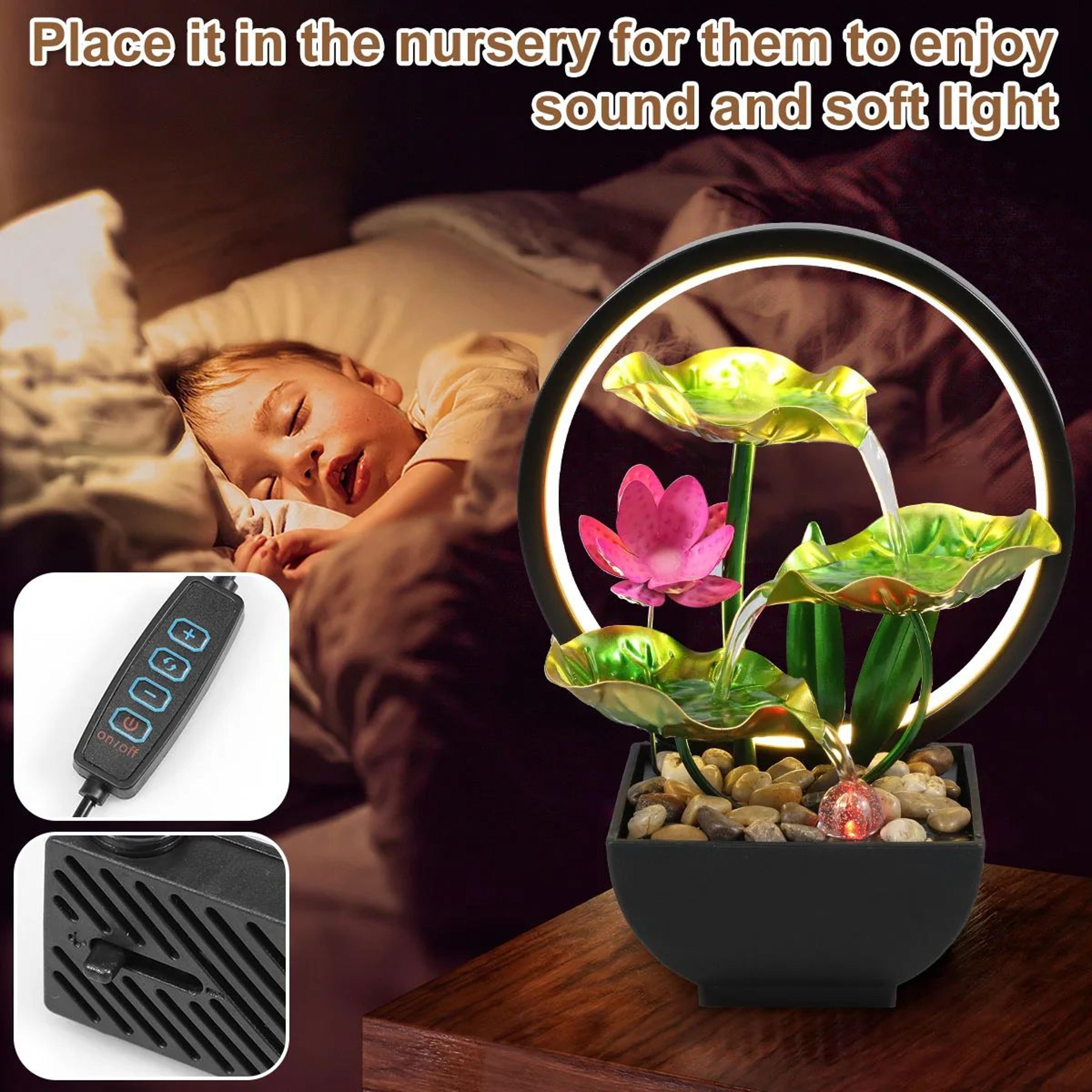 SerenityFlow Tabletop Water Fountain With LED Glow  Natural Stones  USB Desktop Waterfall Fountain  1