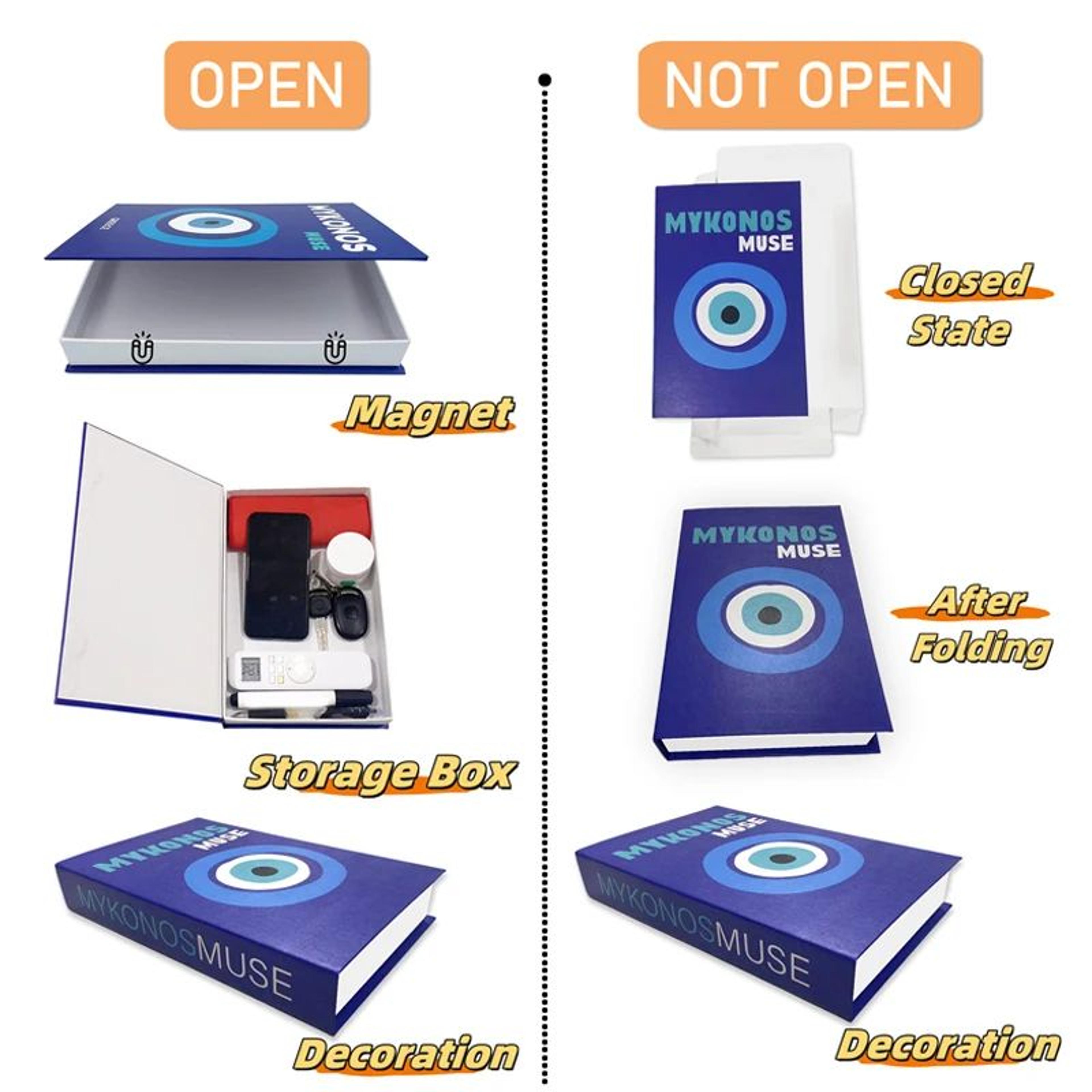 Ukiyoe Lucky Cat Decorative Book Storage Box  Hidden Storage Japanese Home Decor 1