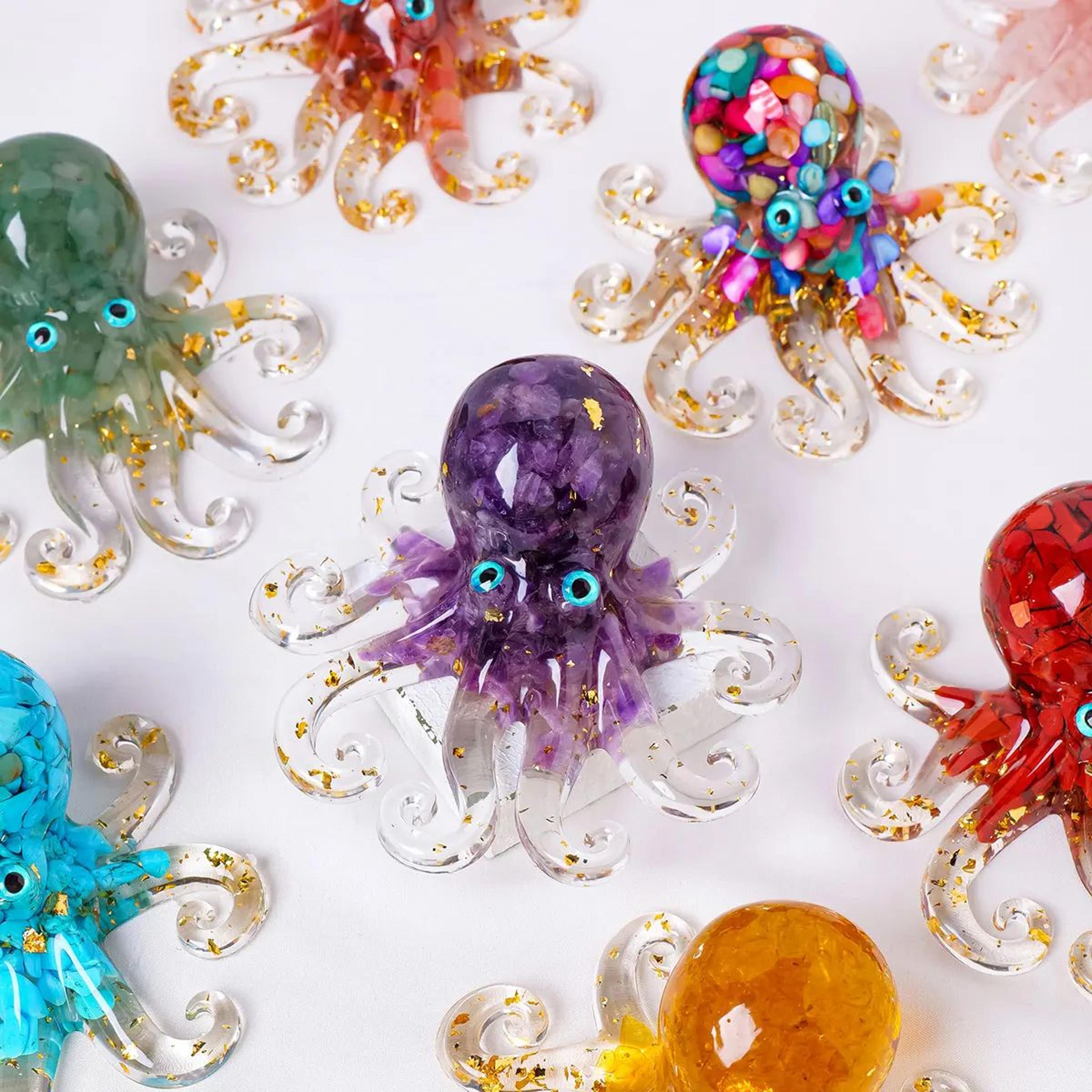 Crystal Octopus Statue Resin Ocean Figurine For Desk And Home Decor 4