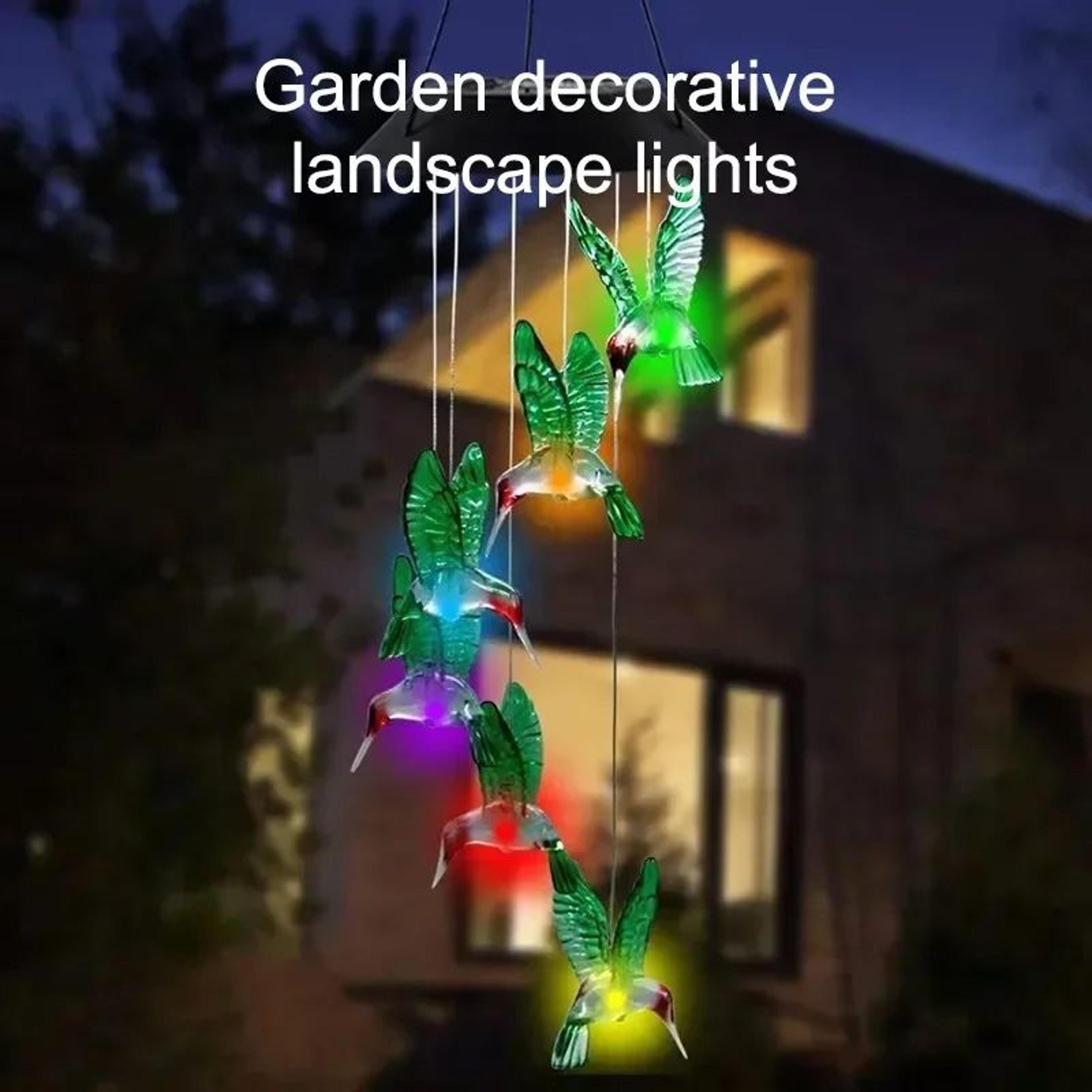 Solar Hummingbird Wind Chime Color Changing LED Solar Garden Light 2