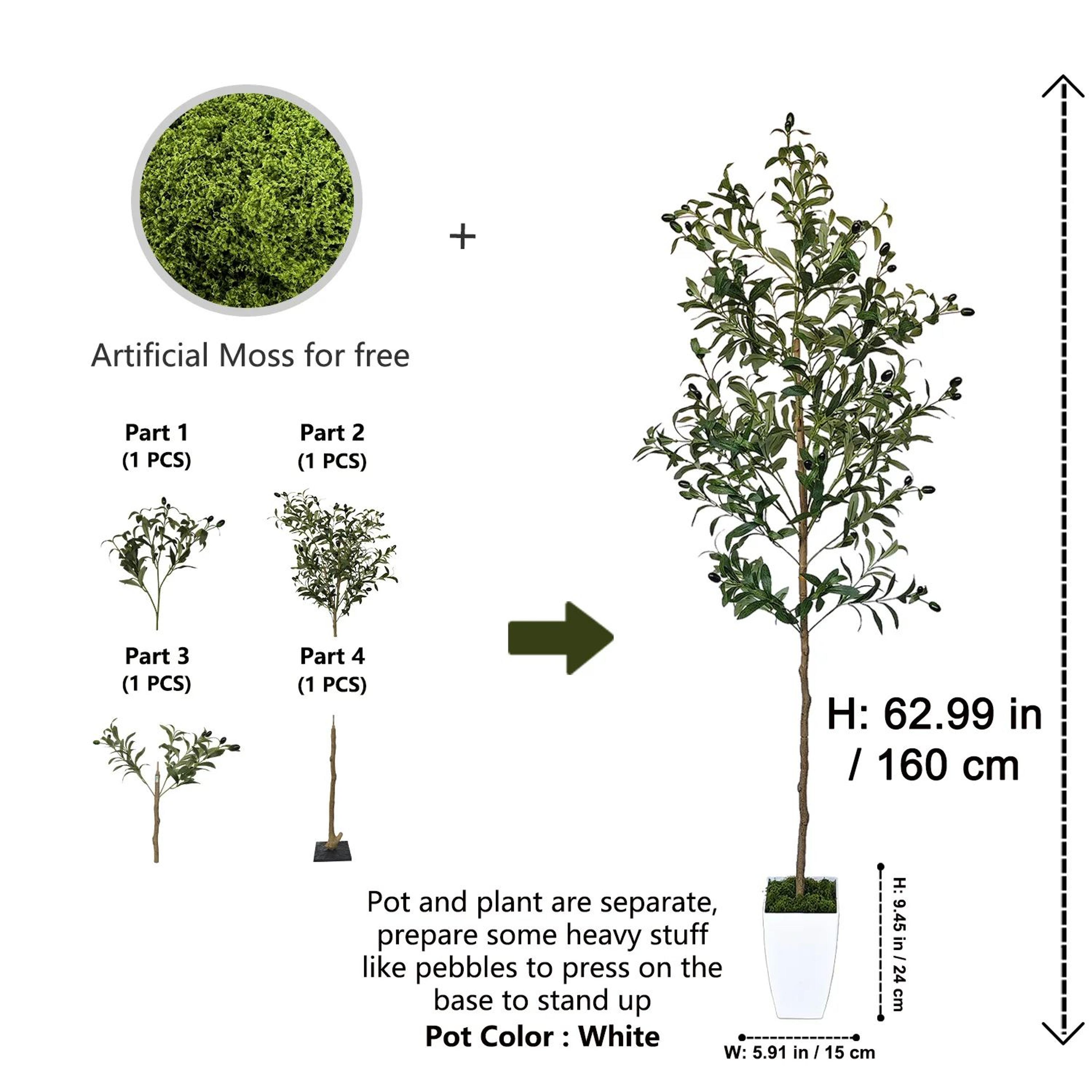 Modern Tall Artificial Olive Tree Branch  Minimalist Faux Indoor Plant Decor 11