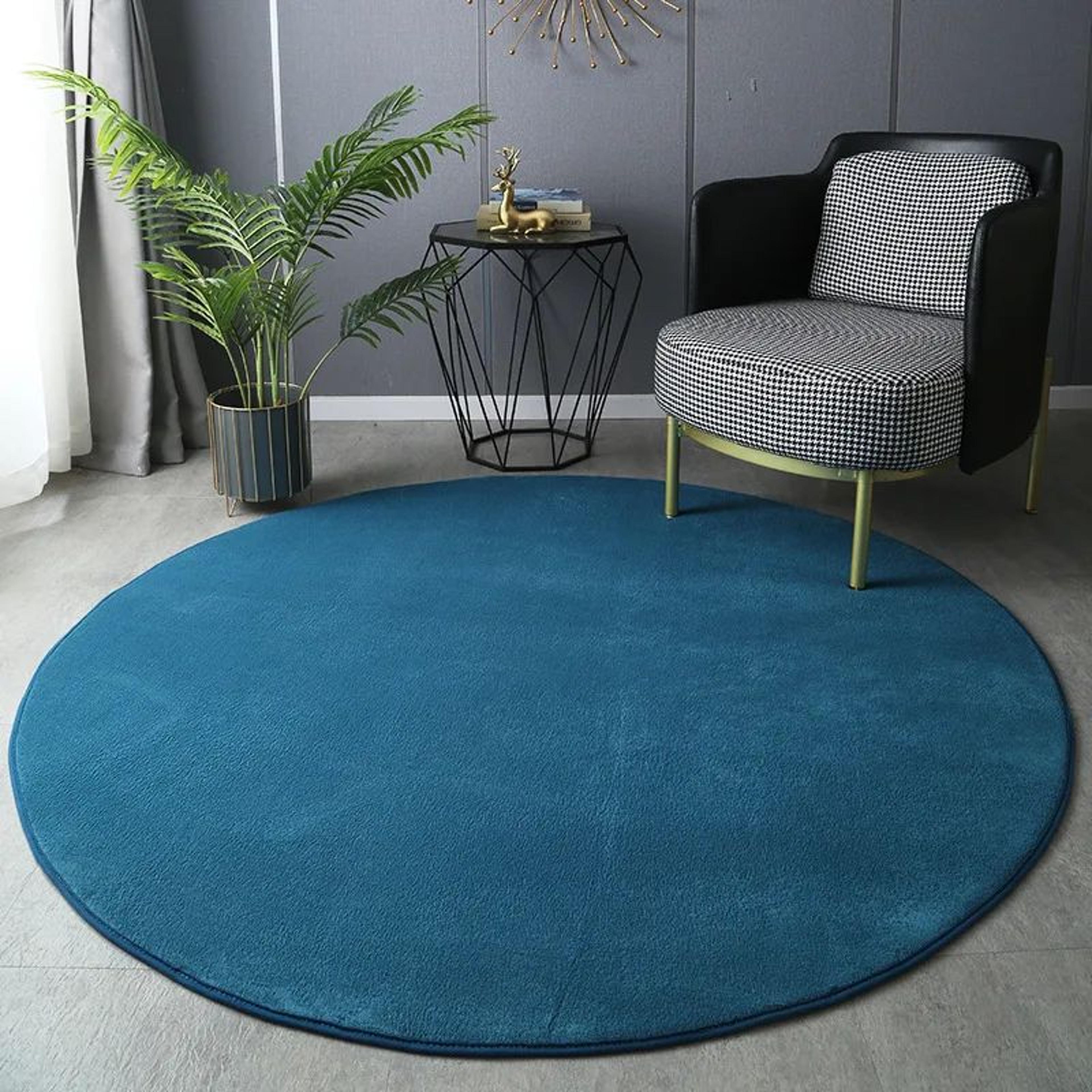 UltraSoft Round Velvet Rug  Modern Coral Plush Carpet For Living Room  Kids Play 1
