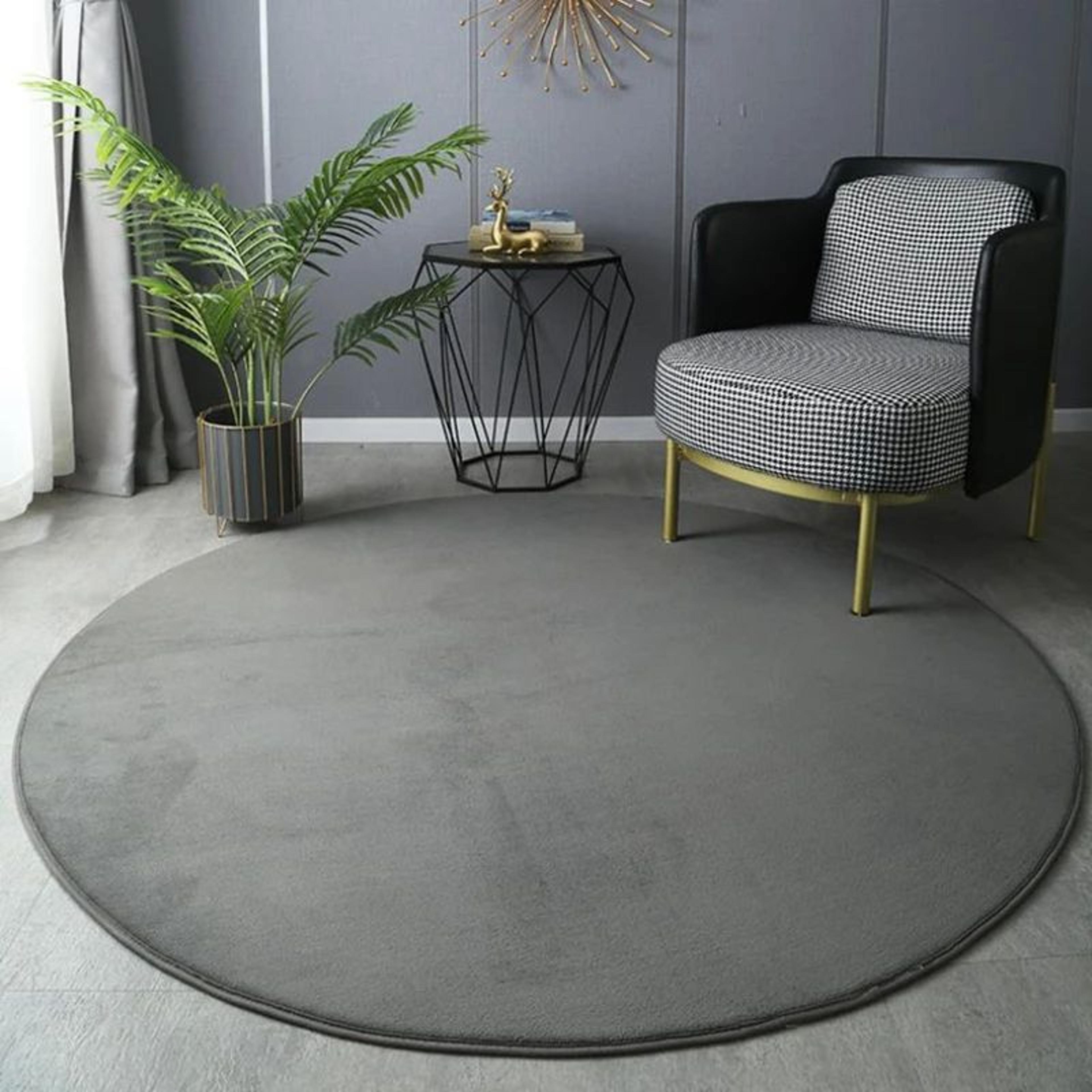 UltraSoft Round Velvet Rug  Modern Coral Plush Carpet For Living Room  Kids Play 2
