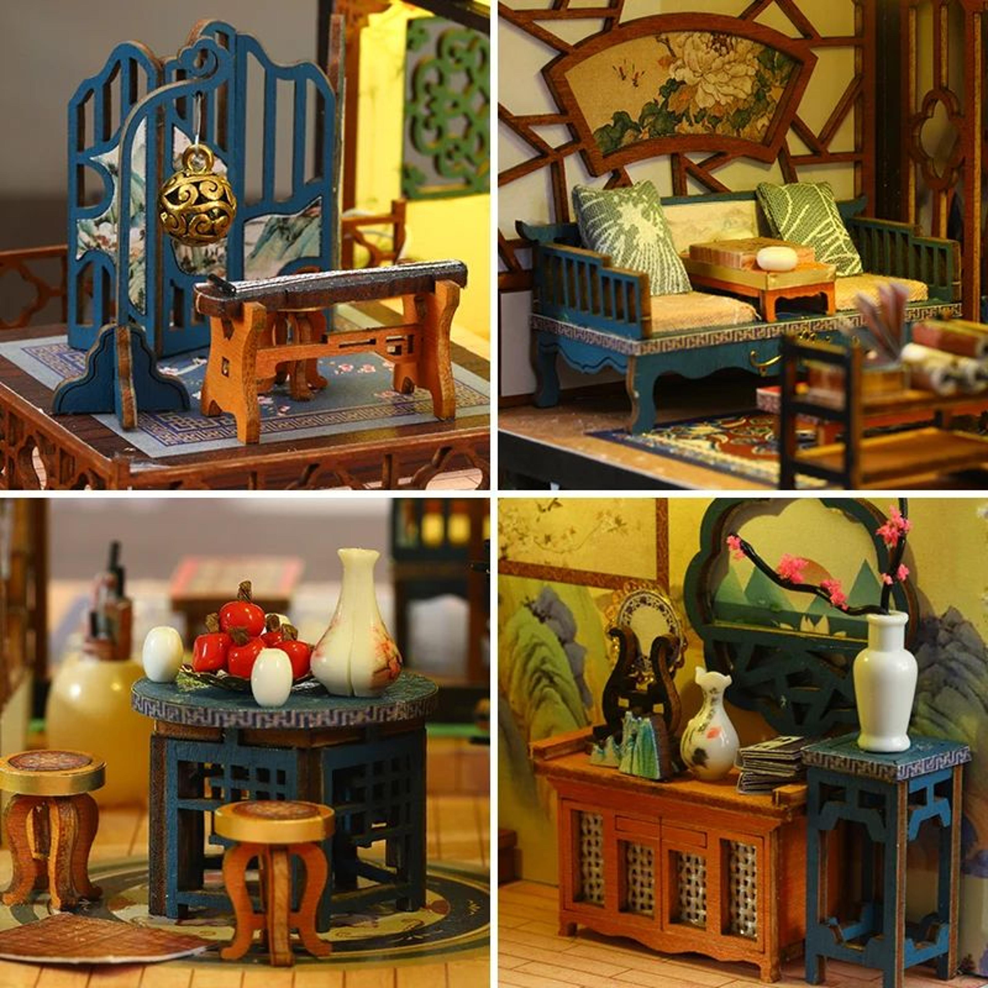 Elegant Orchid Pavilion Book Nook Kit  DIY Chinese Style Miniature House  3D Puzzle Display 3