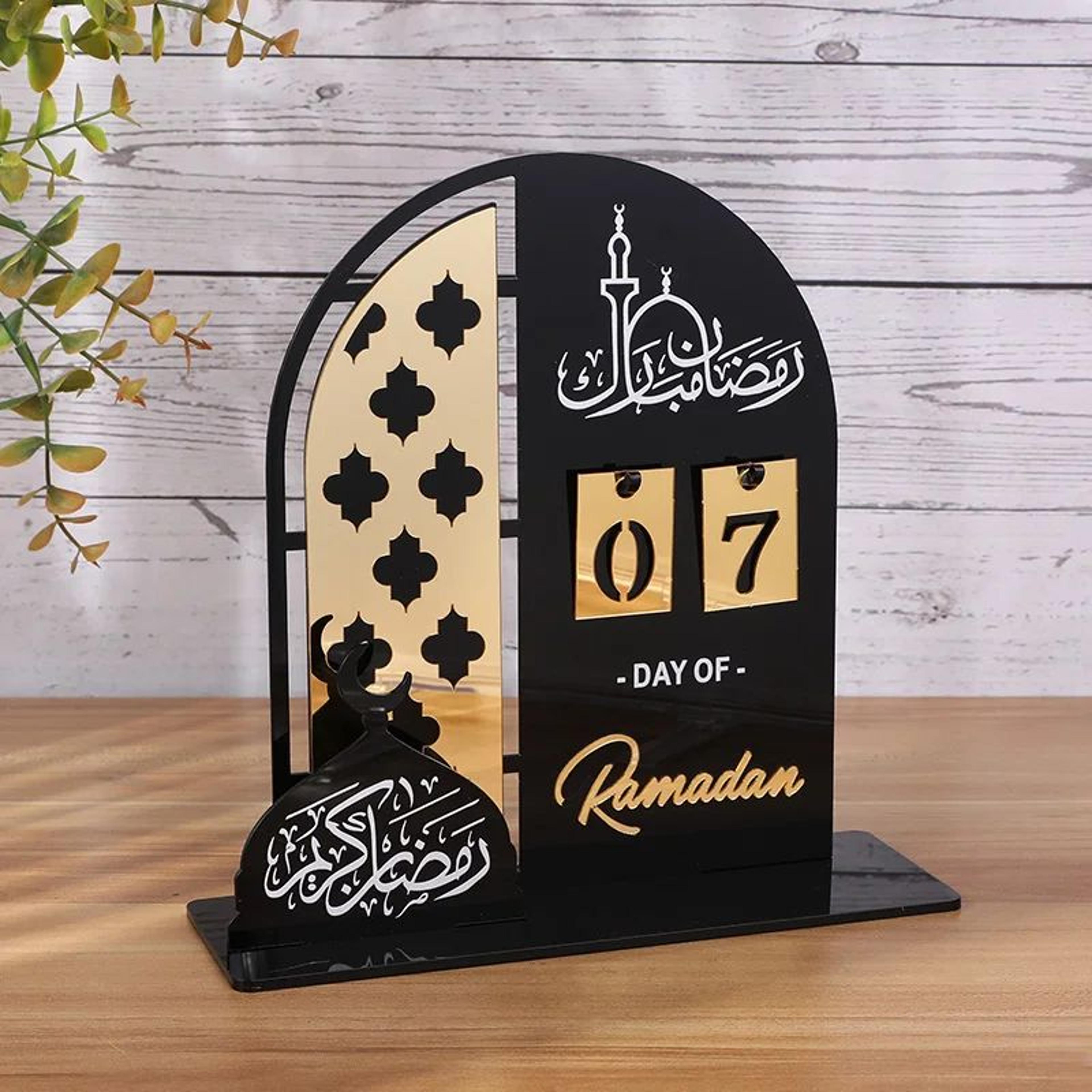 Black Gold Ramadan Countdown Calendar Acrylic Eid Mubarak Decor For Tabletop Display 4