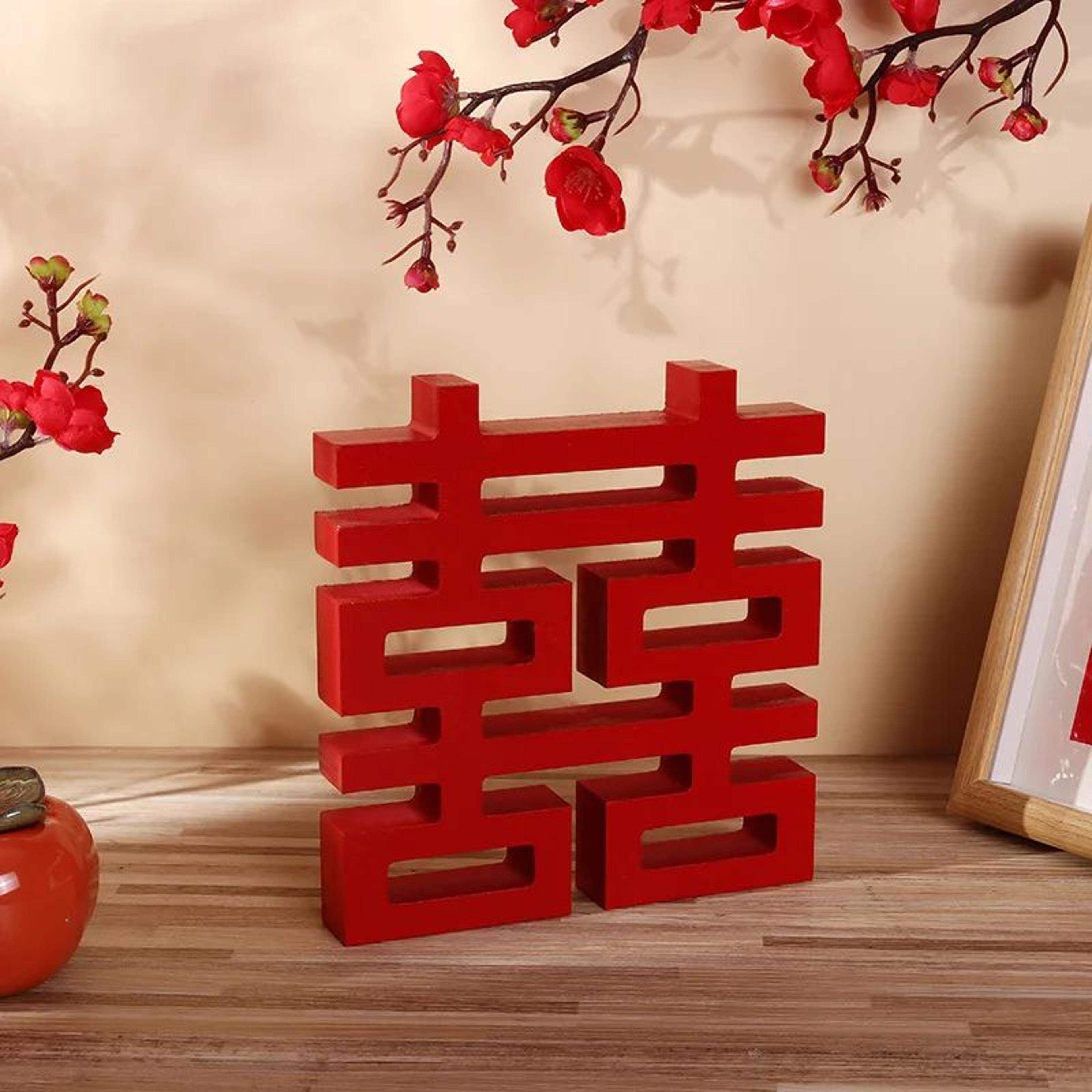 Elegant Double Happiness Wood Decor  Chinese Wedding Decor Xi Character Wall Accent 5