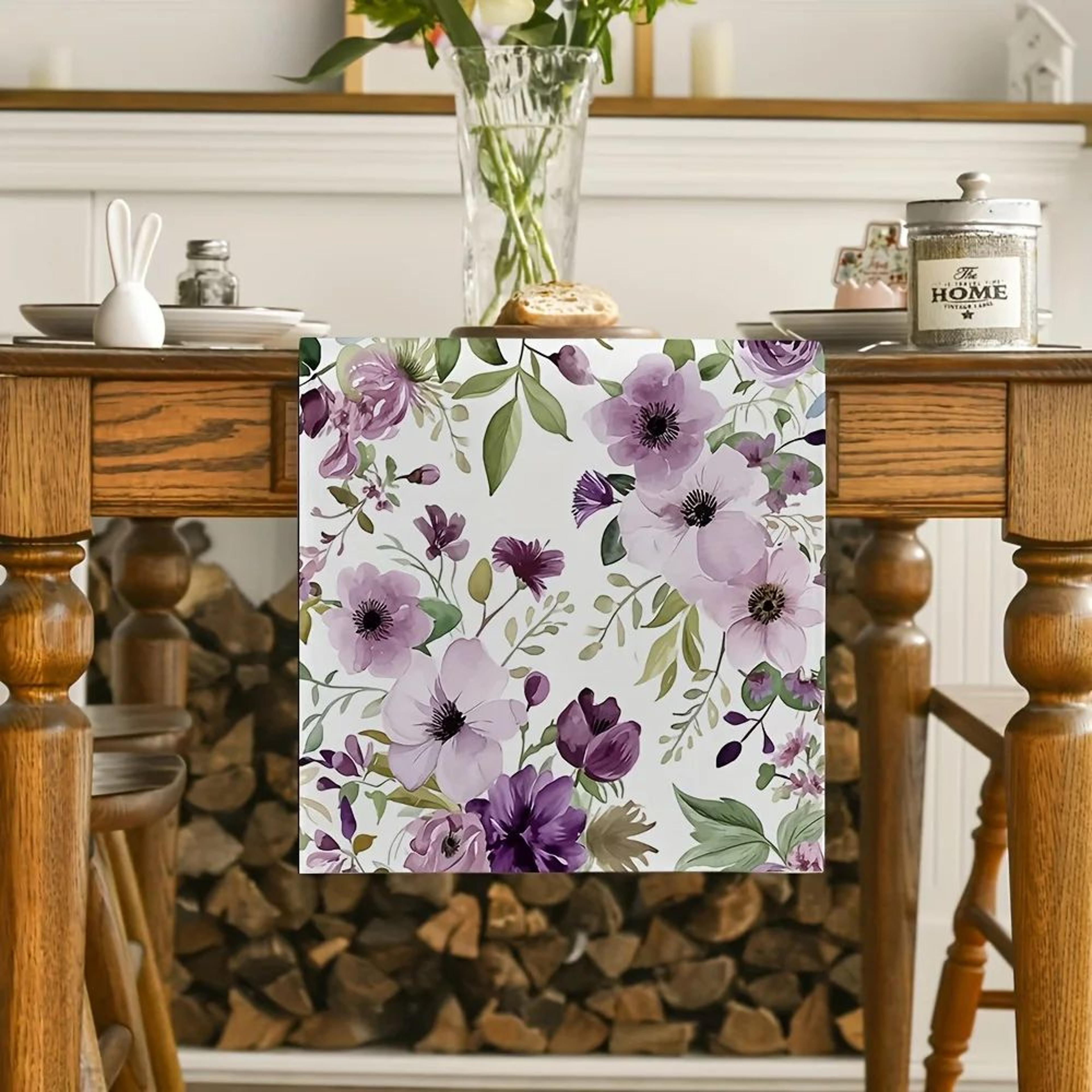 Elegant Watercolor Floral Linen Table Runner For Seasonal Dining Decor 1