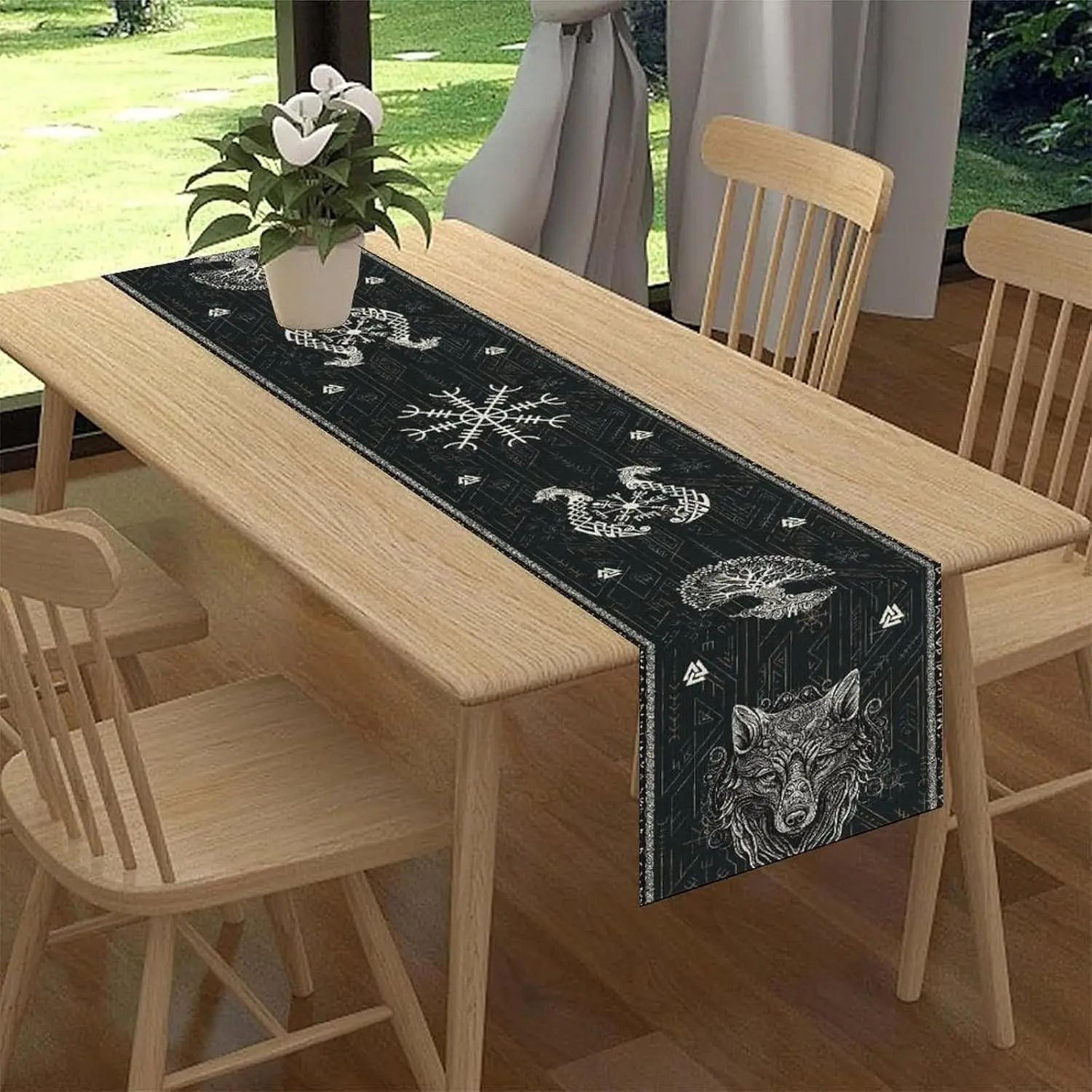 Viking Raven Tree Of Life Table Runner For Norse Dining Decor 1