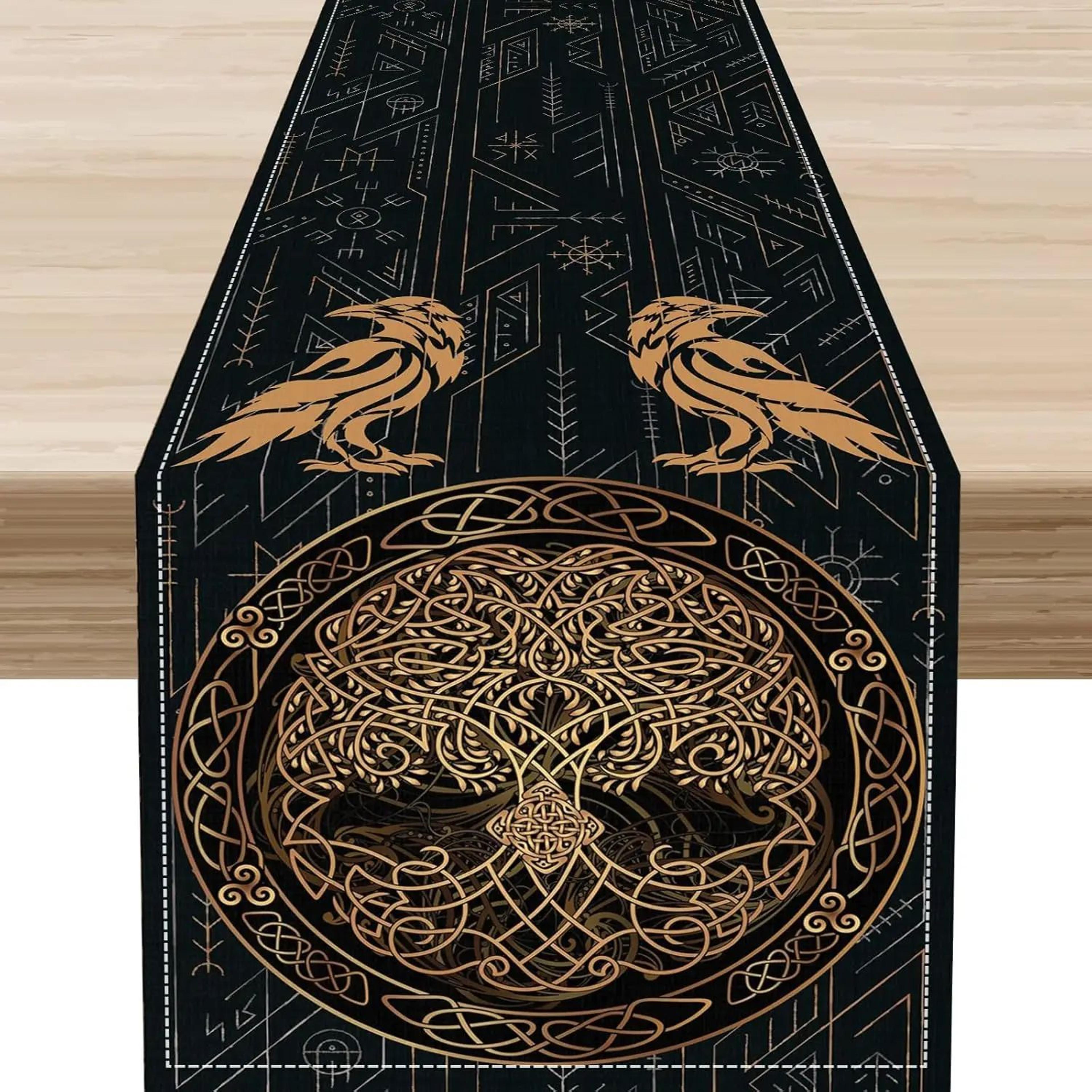 Viking Raven Tree Of Life Table Runner For Norse Dining Decor 5