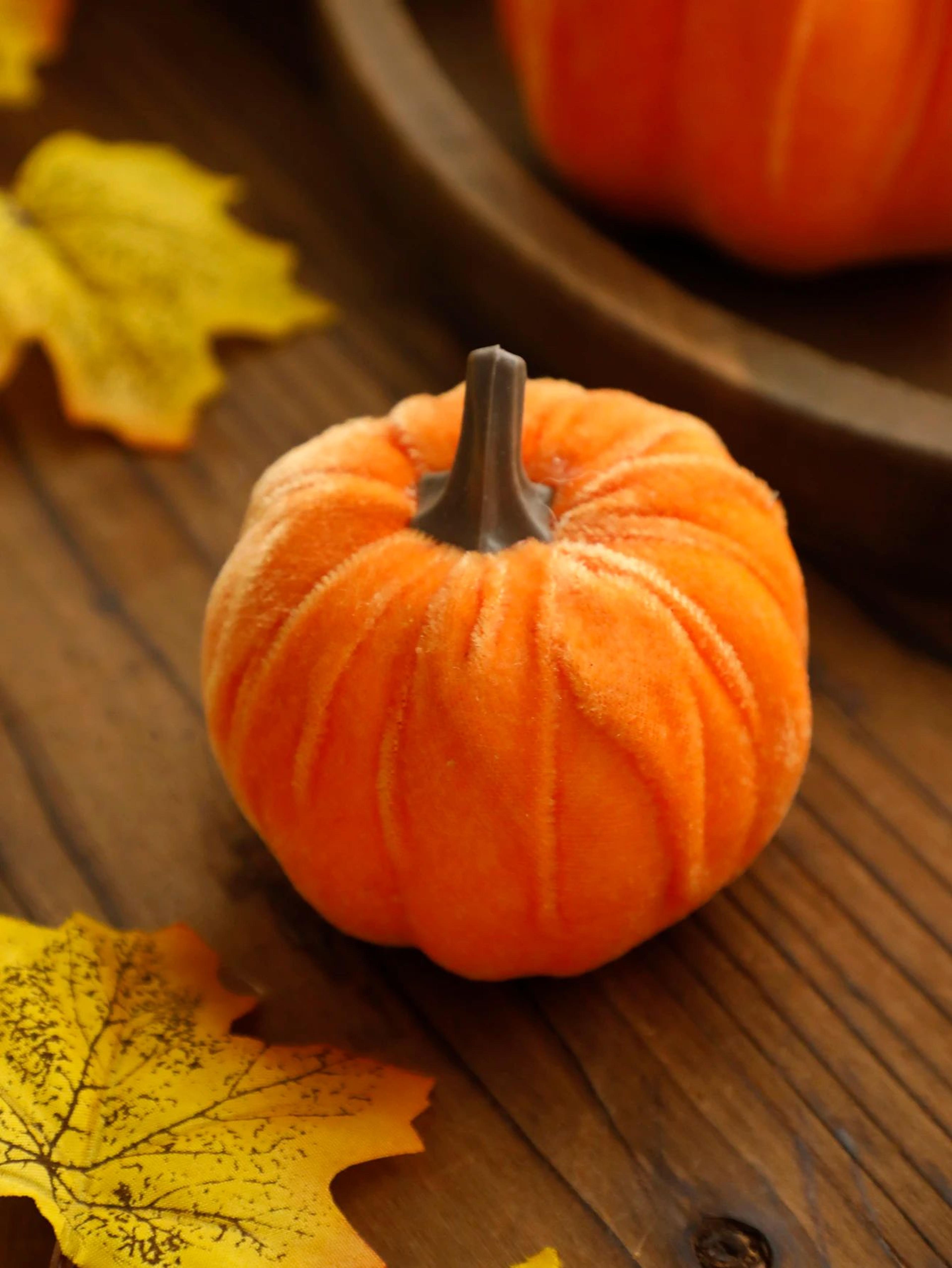 Velvet Pumpkin Decor For Fall Home Decorations  Elegant Artificial Pumpkins For Halloween  Harvest  4