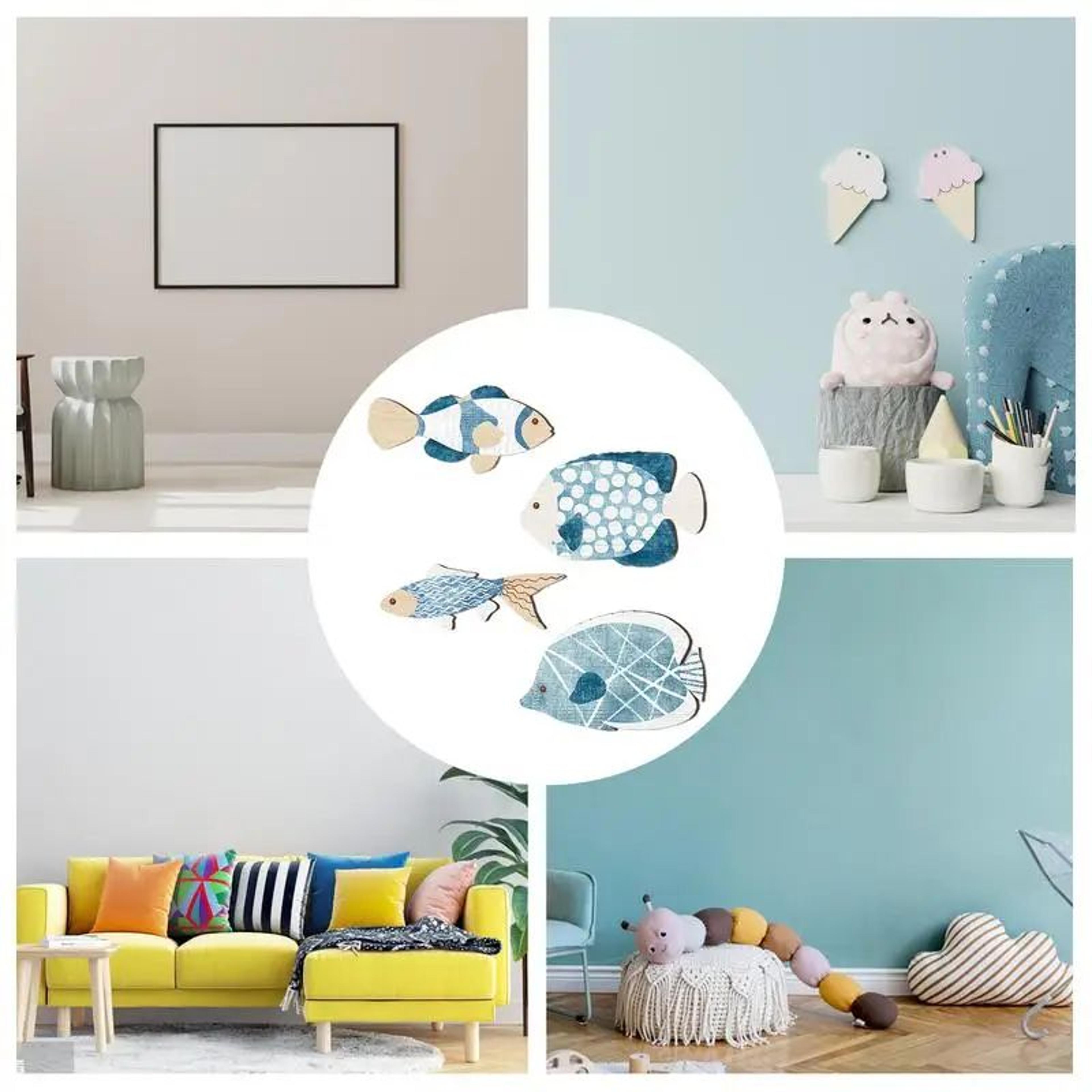 Coastal Wooden Fish Wall Decor Set Of 4 For Beach House And Lake House 4