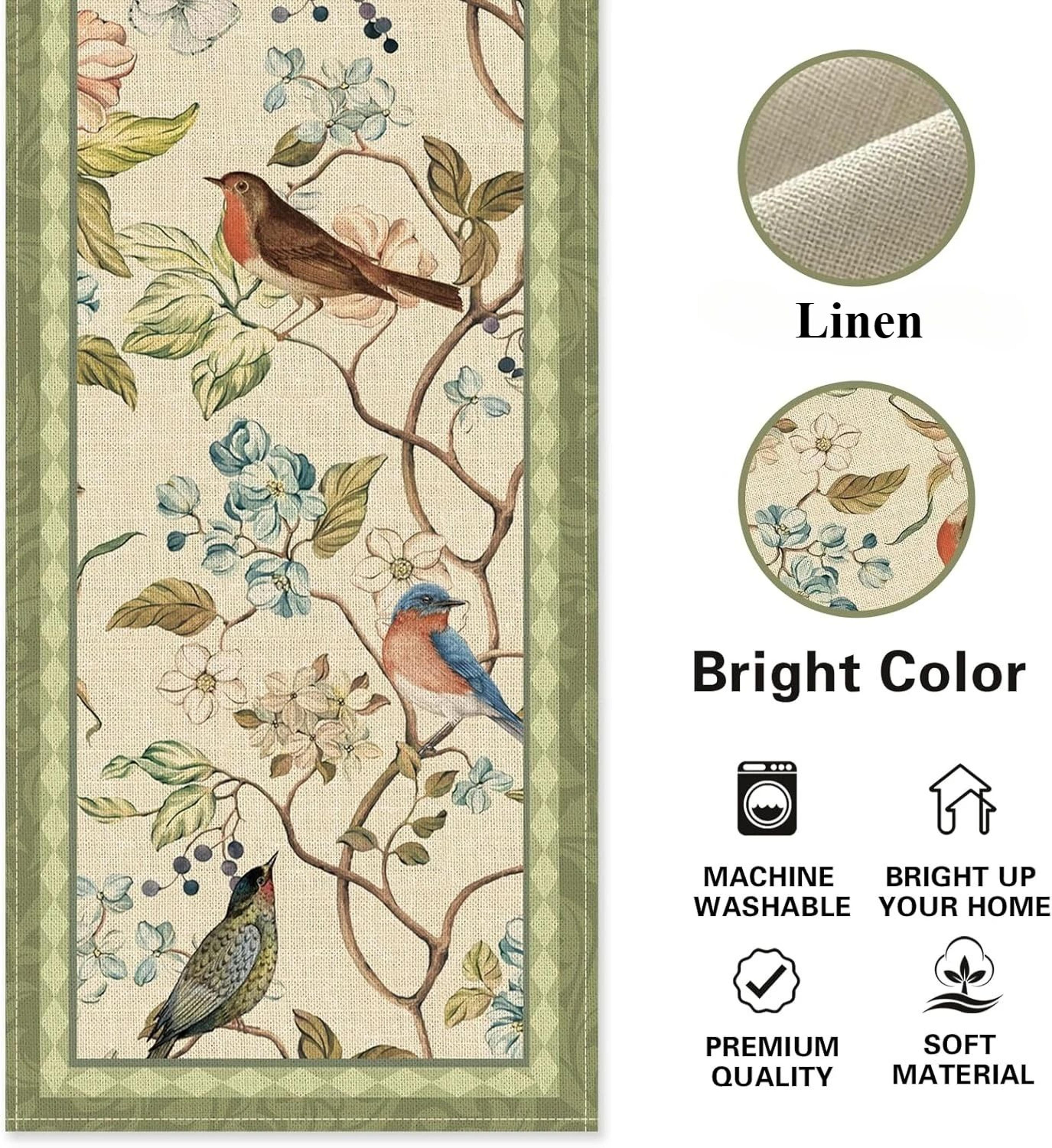 Vintage Floral Linen Table Runner For Farmhouse Dining  Seasonal Decor 5