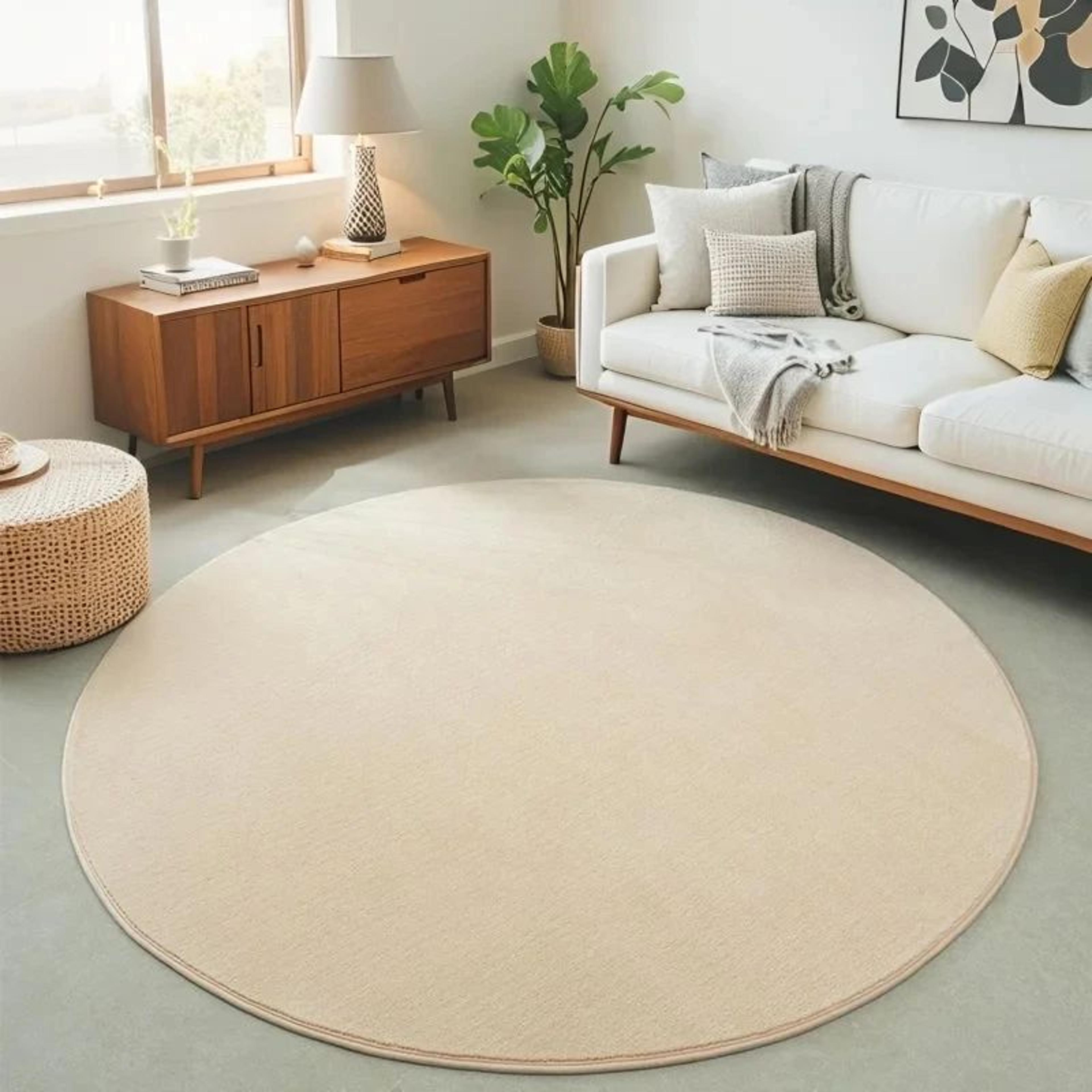 cloudsoft round area rug – coral velvet rug for living room, kids room & bedroom