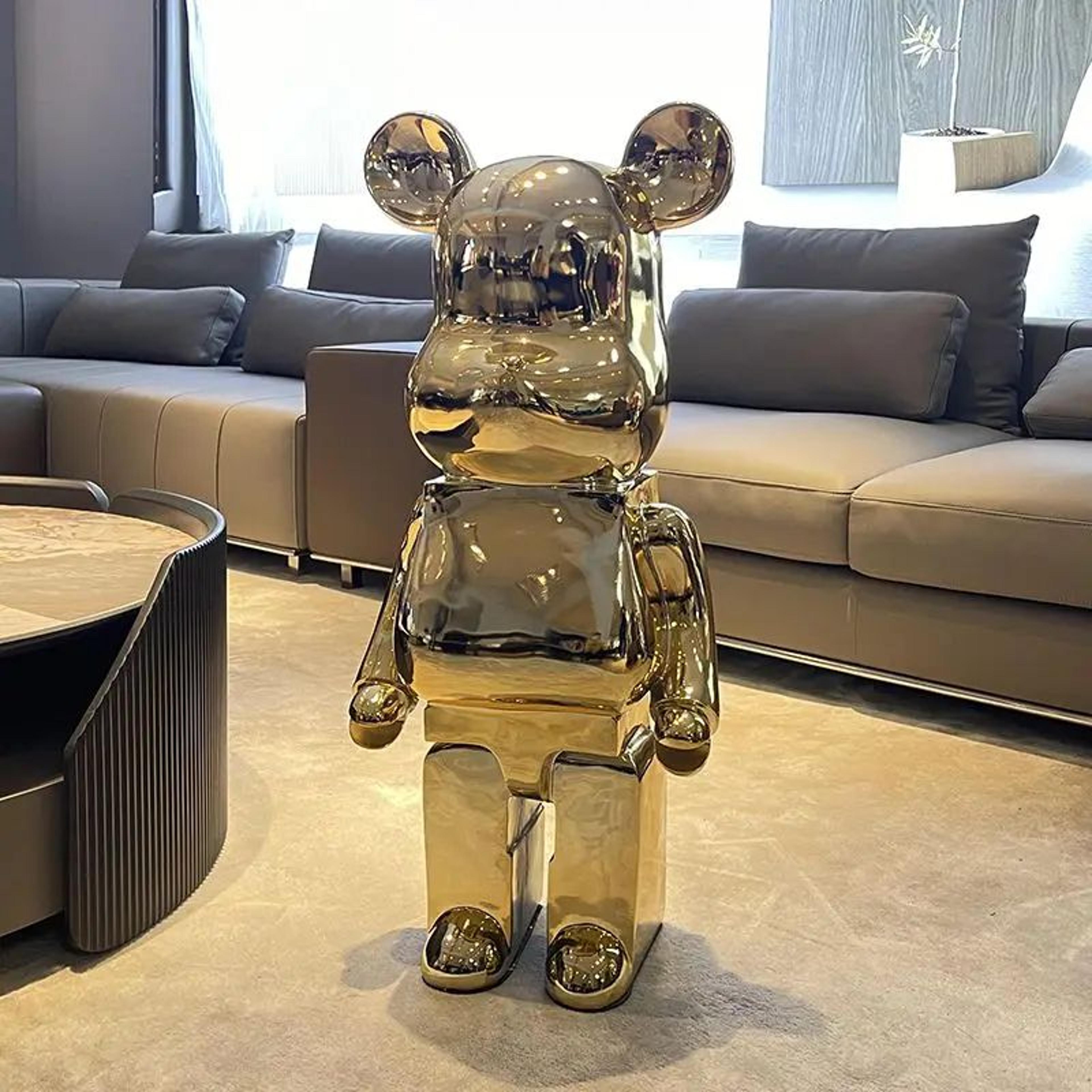 Luxe Mirror Bear Sculpture Resin Statue For Modern Home Decor 7