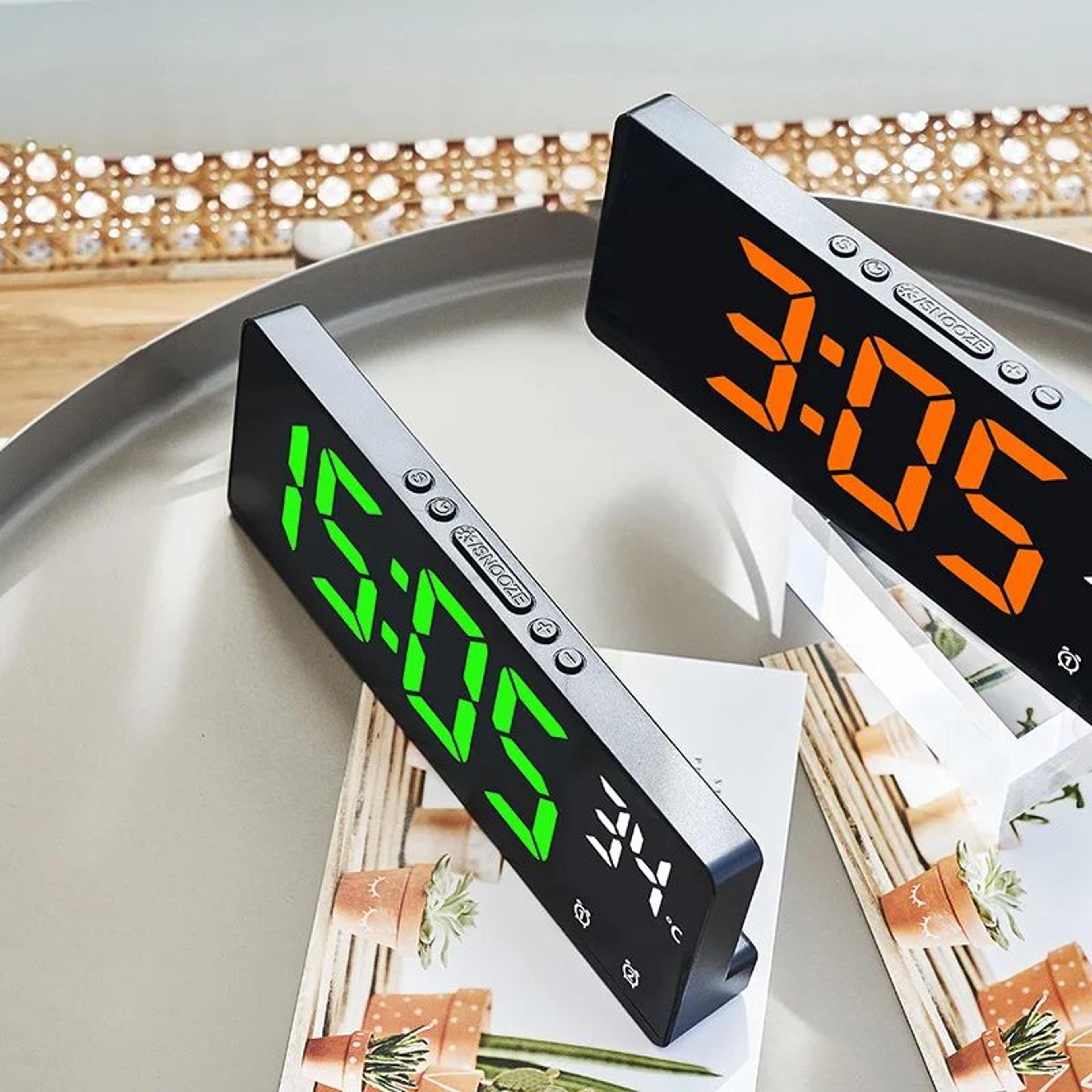 smart led voice control digital alarm clock with temperature display
