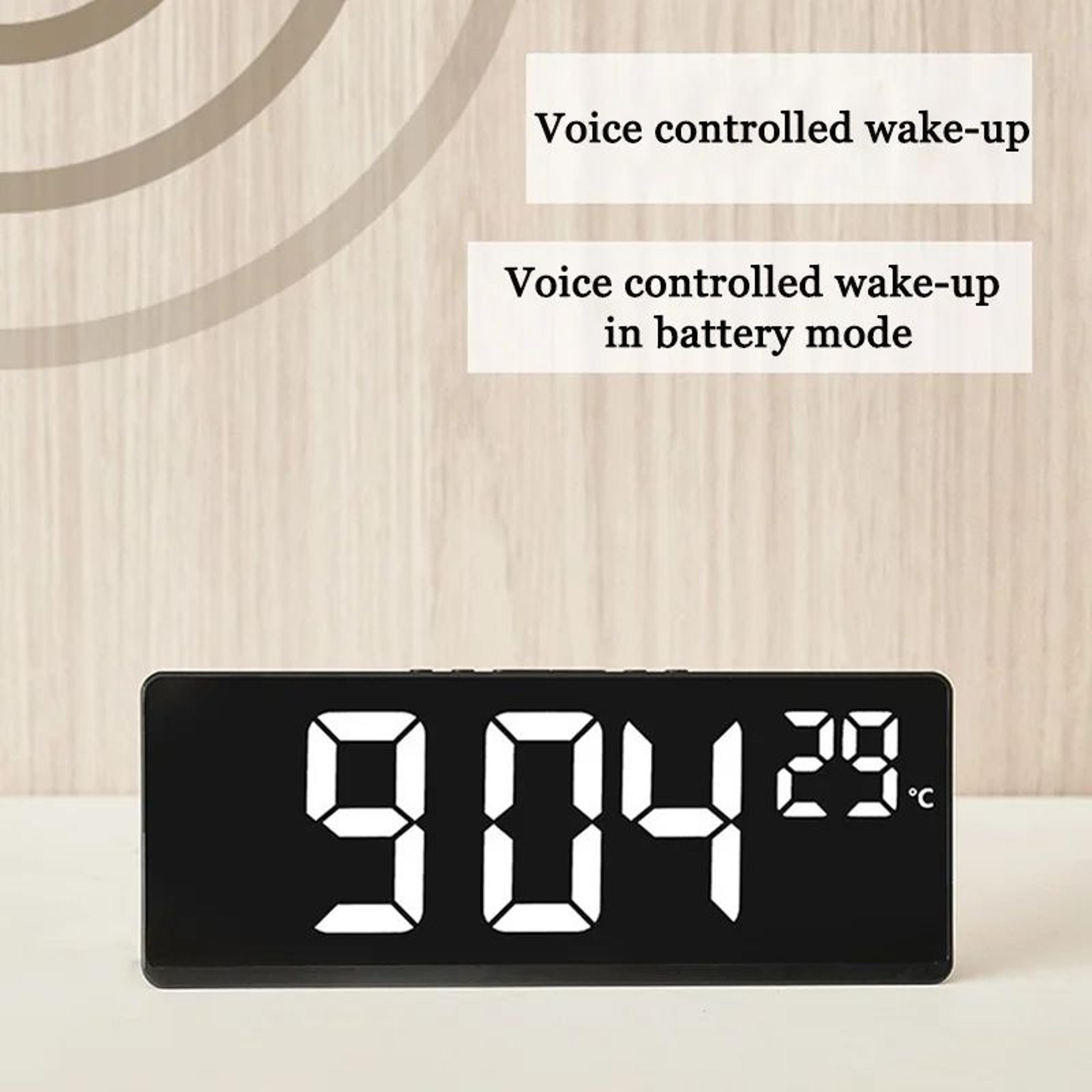 Smart LED Voice Control Digital Alarm Clock With Temperature Display 2