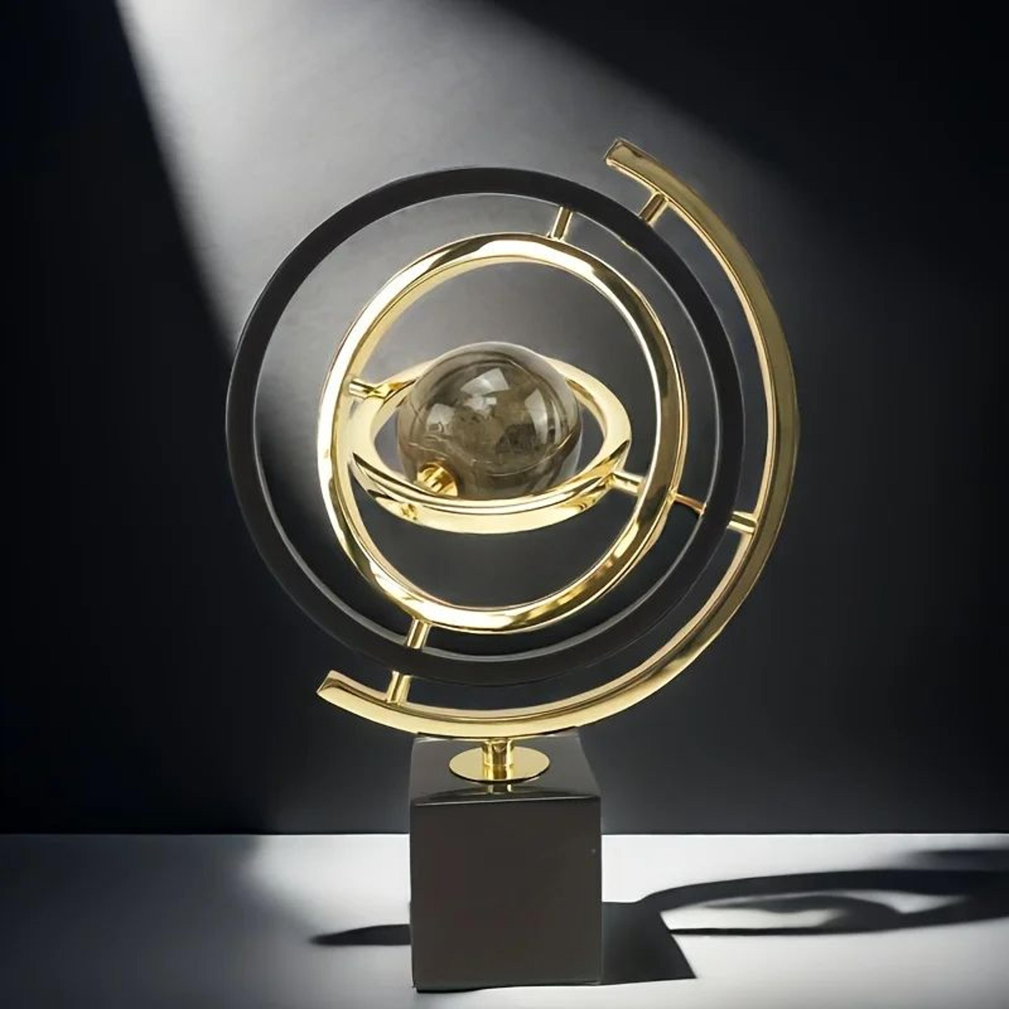 Modern Abstract Metal Globe Decor  Black  Gold Luxury Desk Sculpture 2
